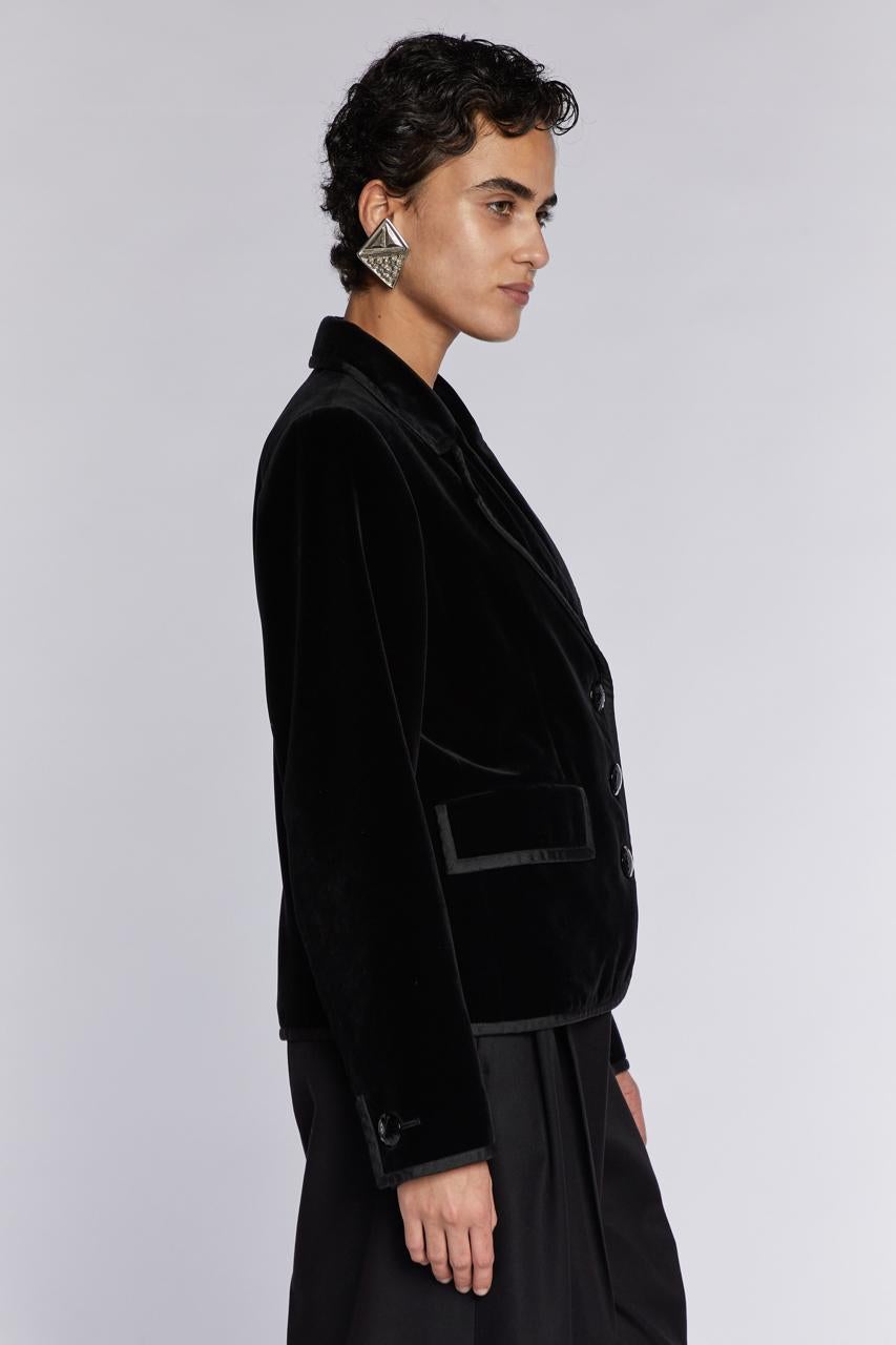 Yves Saint Laurent Rive Gauche Giacca in velluto con bordi in grosgrain anni '90 In condizioni ottime in vendita a London, GB