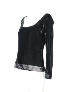 Yves Saint Laurent Rive Gauche Velvet Satin Eveningwear Longsleeve Top 1970s