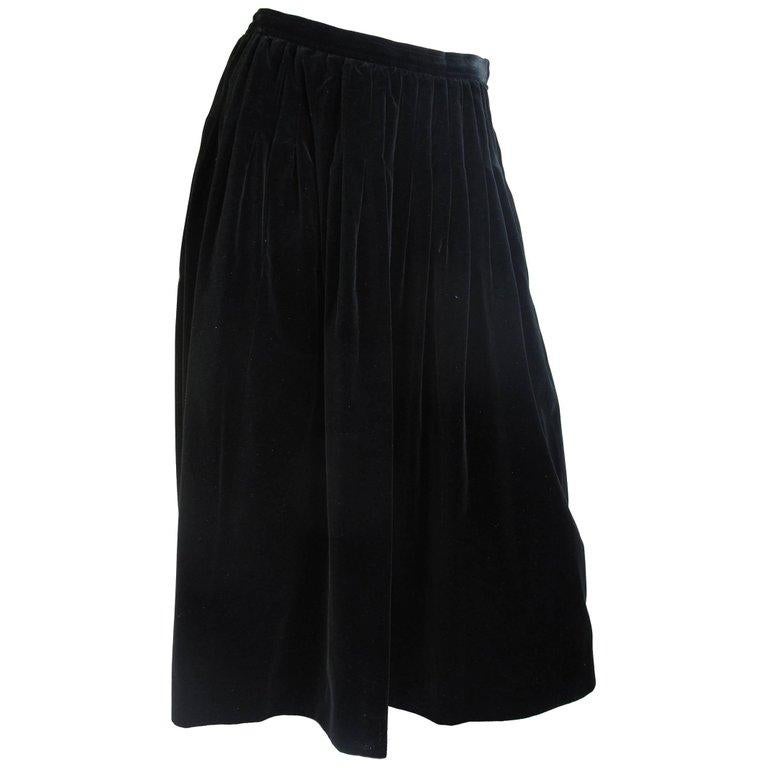Yves Saint Laurent Rive Gauche Velvet Skirt, 1980s For Sale at 1stDibs