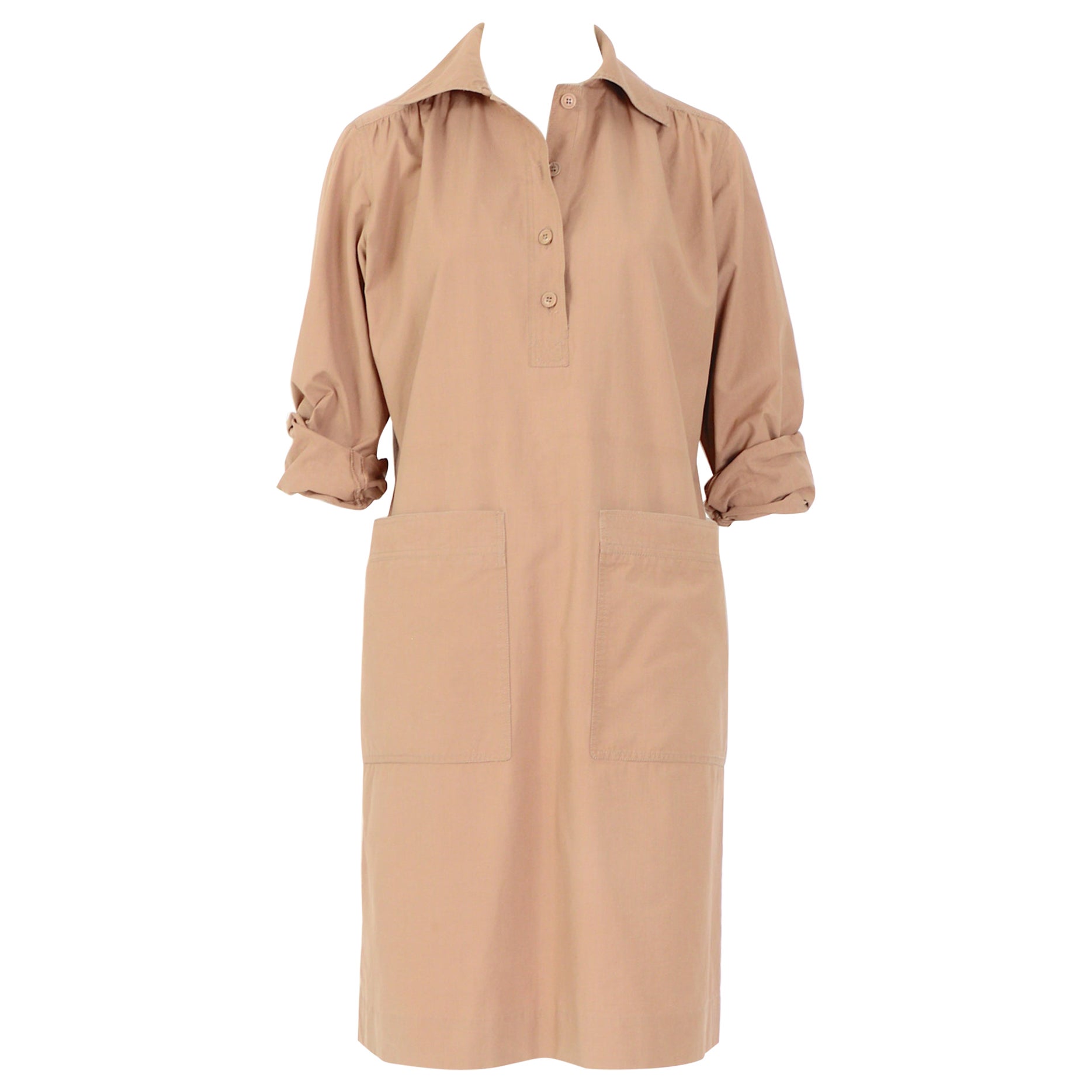 Robe safari vintage en coton Yves Saint Laurent « River Gauche » des années 1970