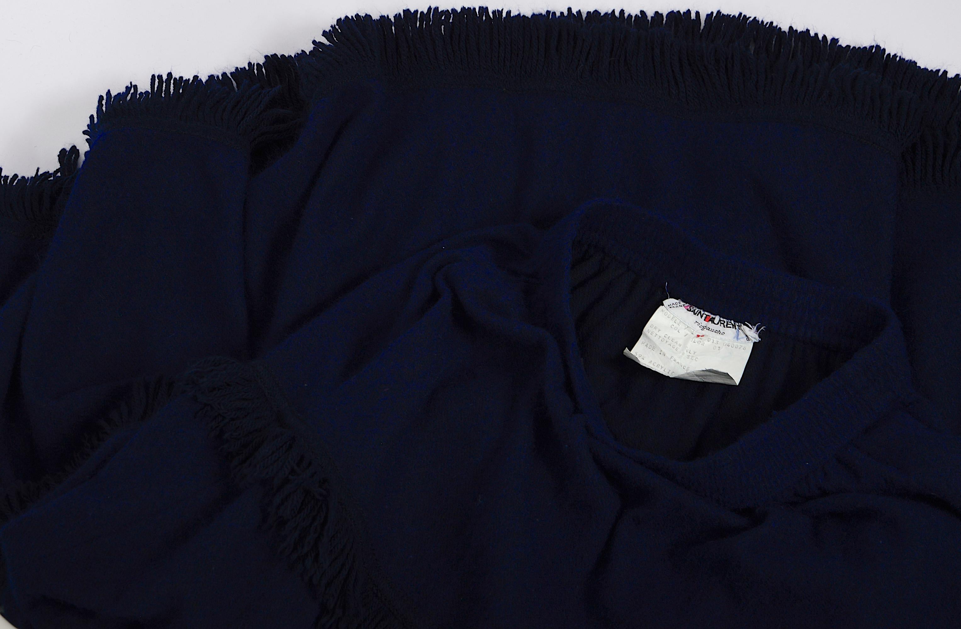 Yves Saint Laurent Vintage Fall Winter 1977 Light Knit Blue Long Fringe Skirt 10