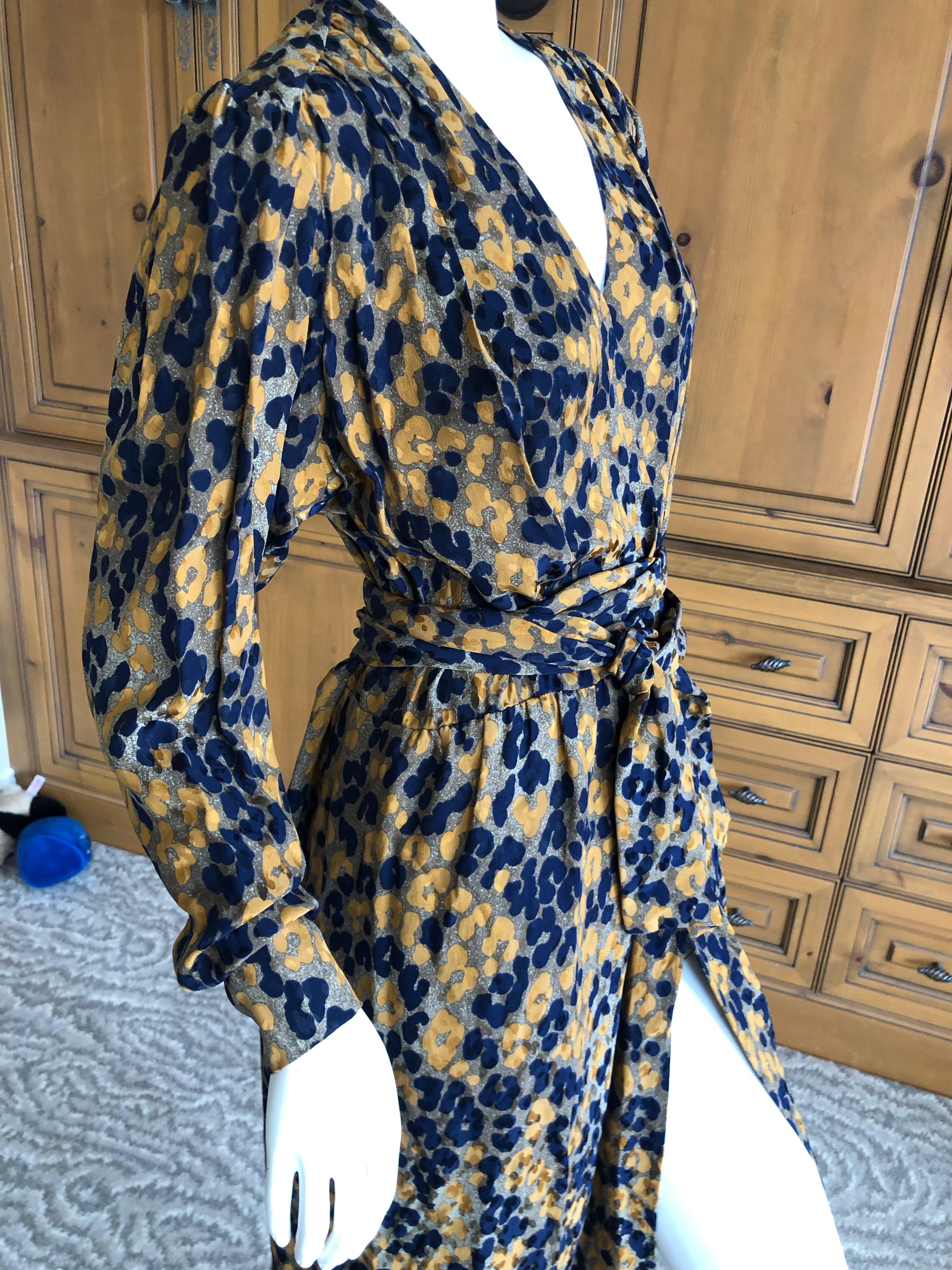 Yves Saint Laurent Rive Gauche Vintage 1970's Silk Leopard Print Dress & Sash 5