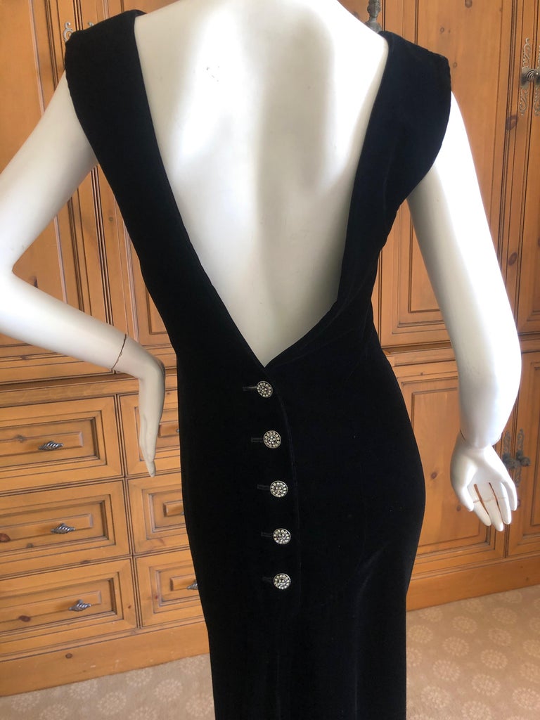 Yves Saint Laurent Rive Gauche Vintage 70's Black Velvet Backless