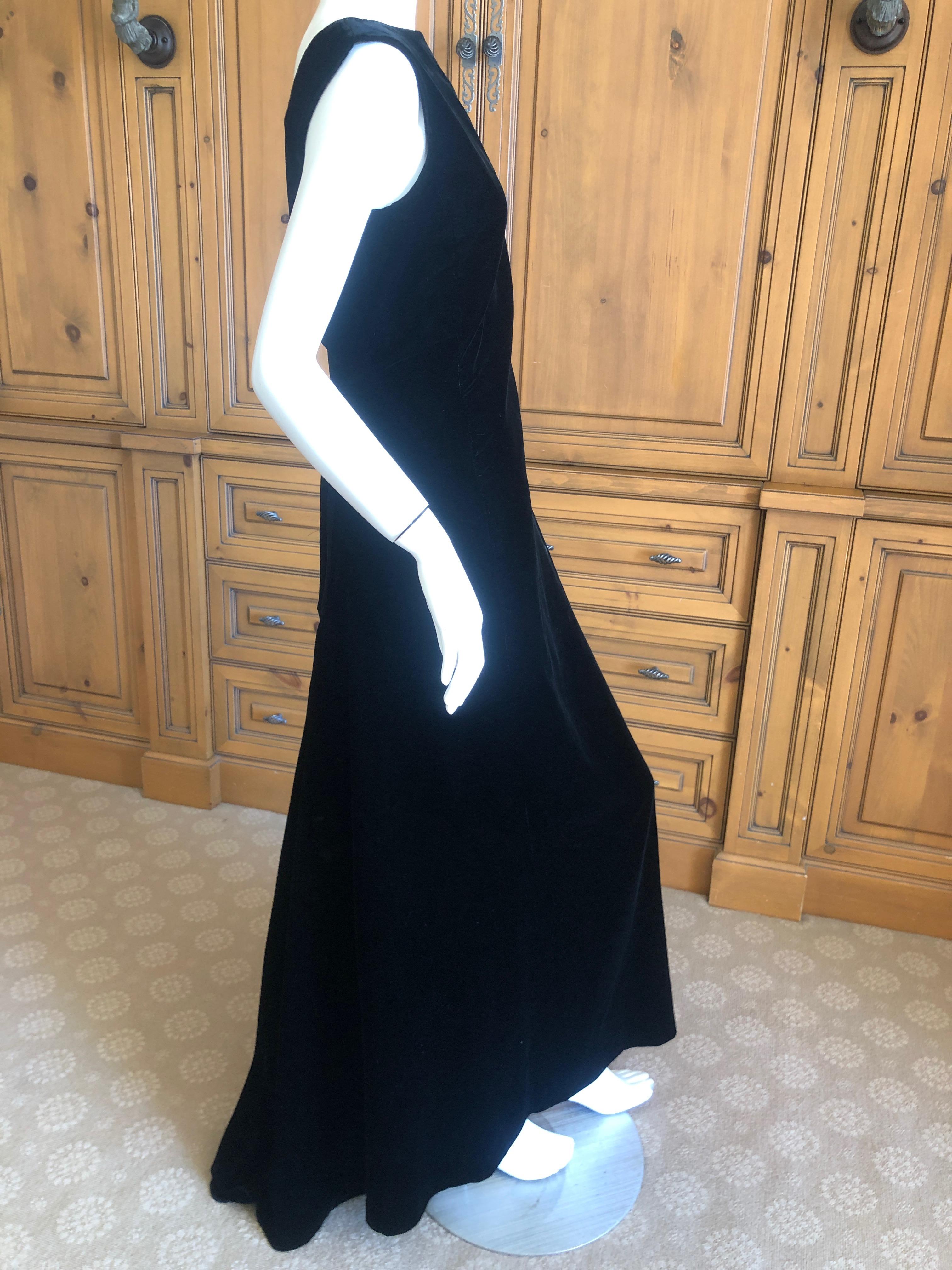 Yves Saint Laurent Rive Gauche Vintage 70's Black Velvet Backless Evening Dress In Good Condition For Sale In Cloverdale, CA