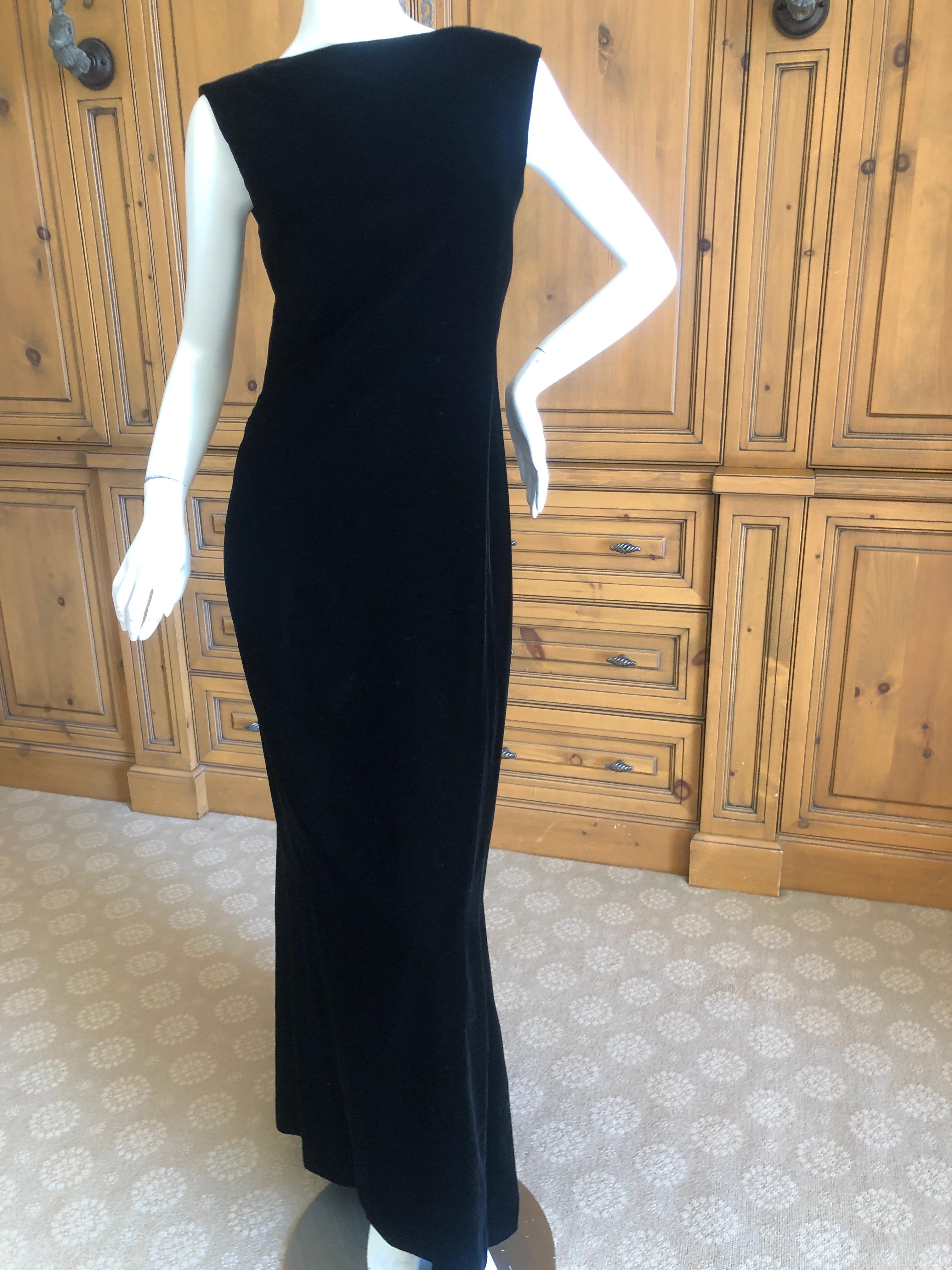 Women's Yves Saint Laurent Rive Gauche Vintage 70's Black Velvet Backless Evening Dress For Sale