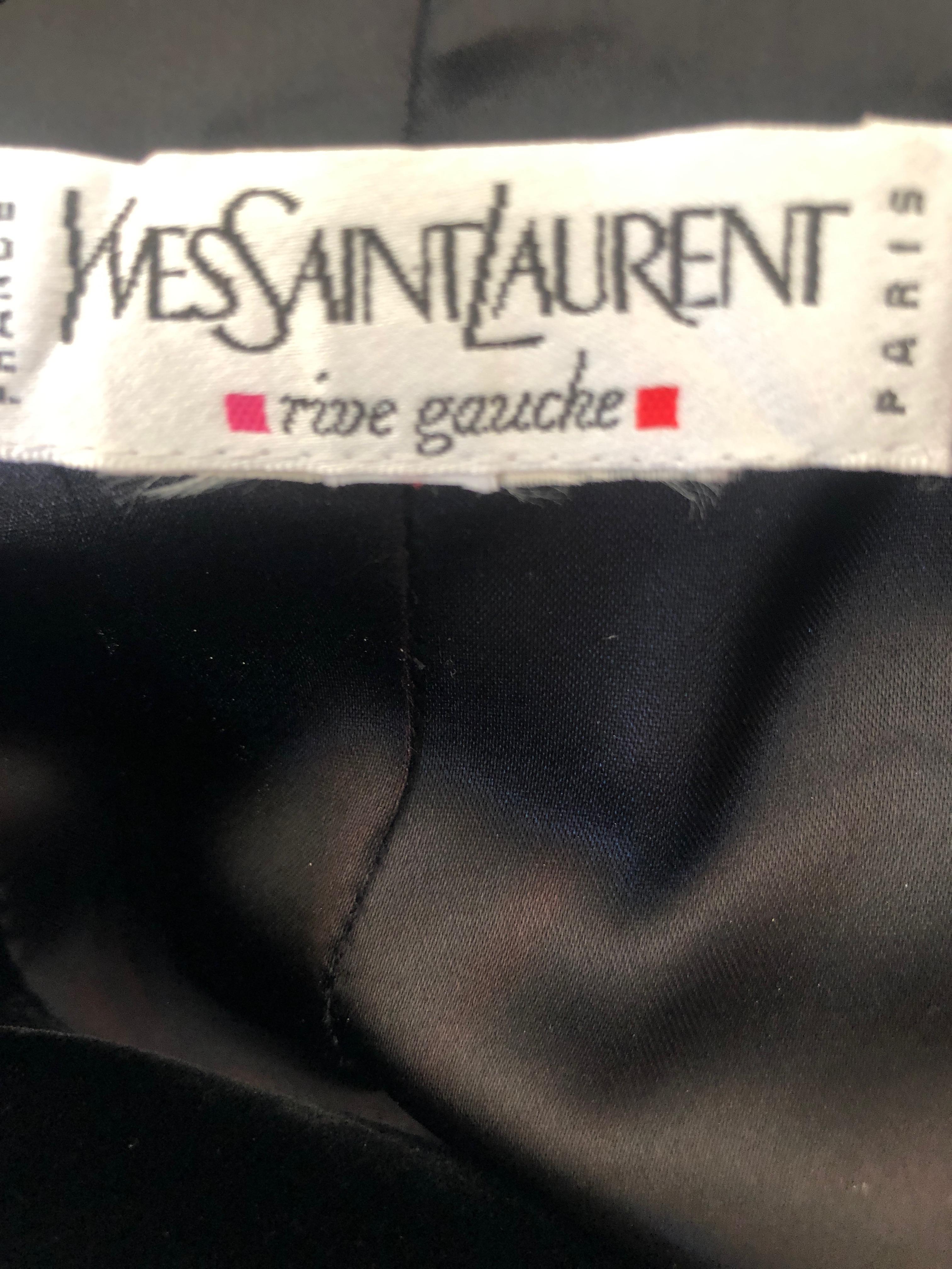 Yves Saint Laurent Rive Gauche Vintage 70's Black Velvet Backless Evening Dress For Sale 1