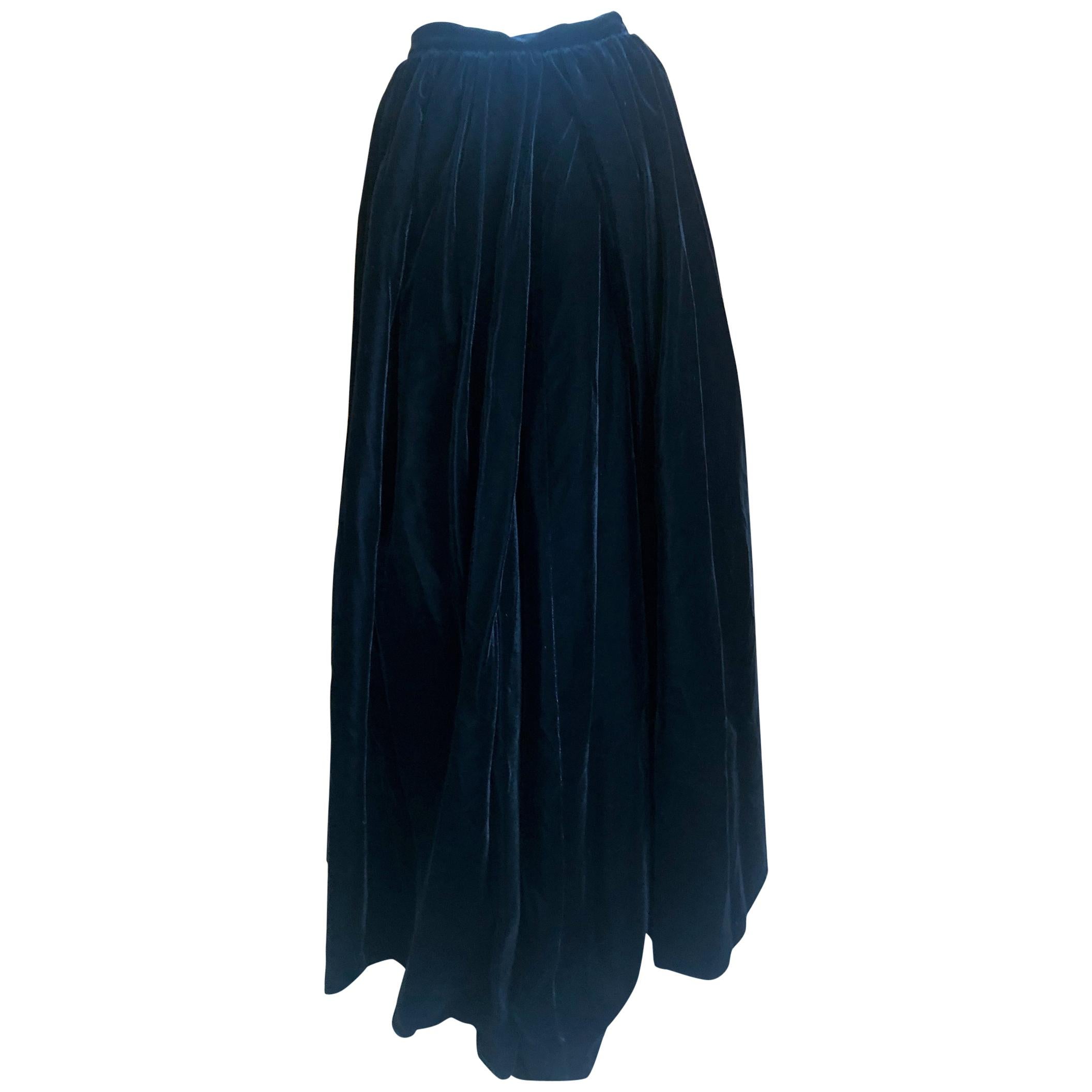 Yves Saint Laurent Rive Gauche Vintage 70's  Black Velvet Ball Skirt & Petticoat For Sale