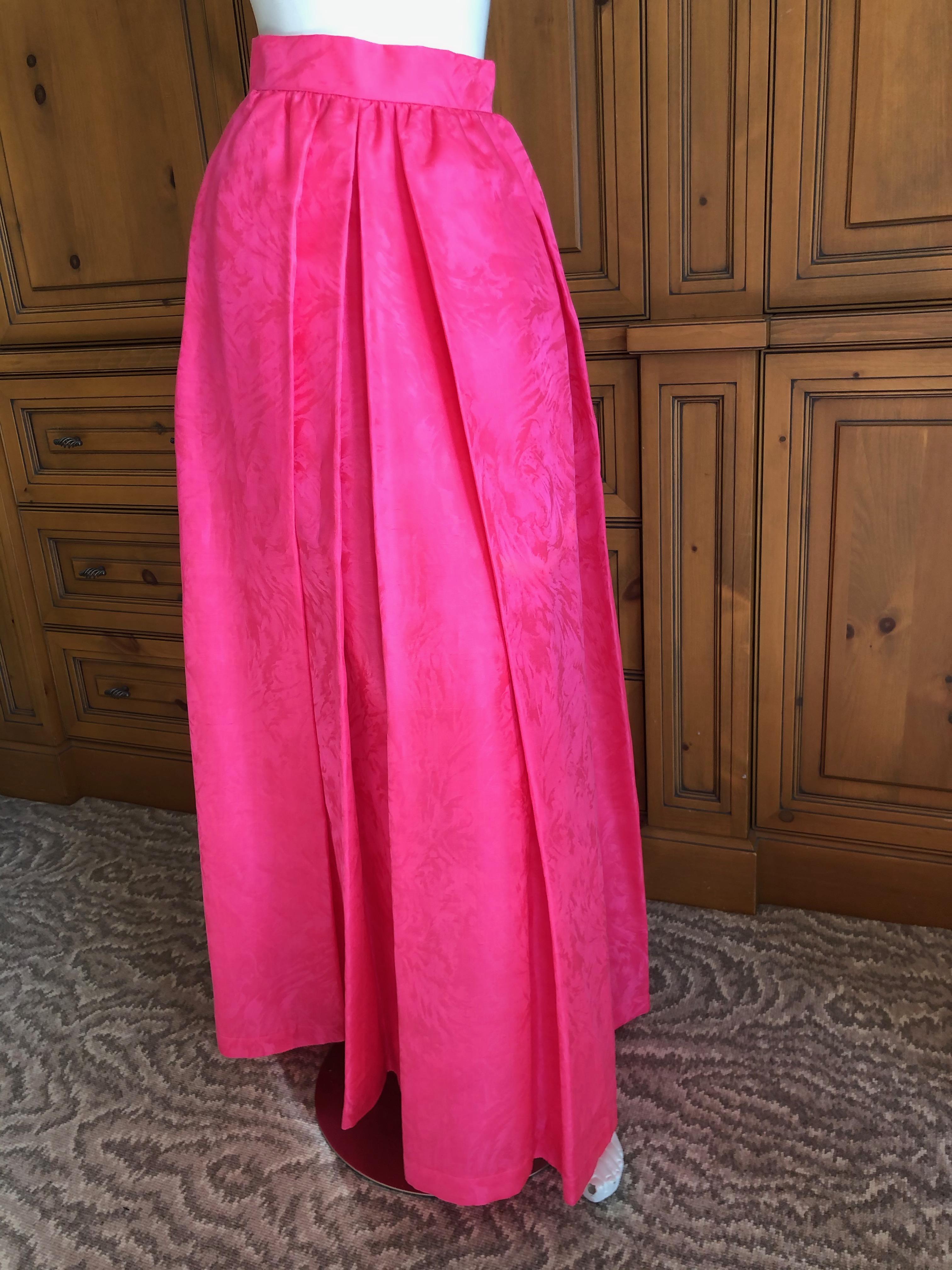 Yves Saint Laurent Rive Gauche Vintage 70's Pink Silk Faille Ball Skirt Pockets In Excellent Condition For Sale In Cloverdale, CA