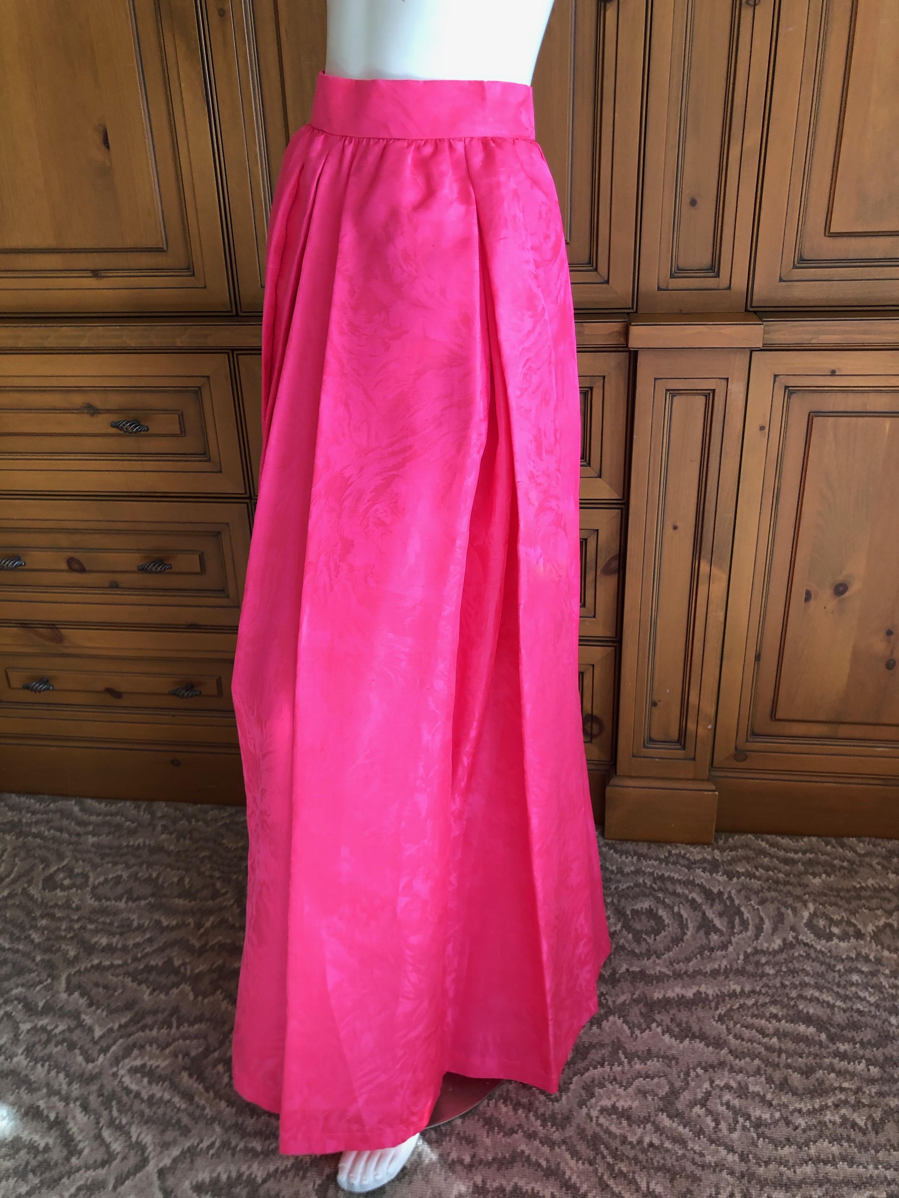 Women's Yves Saint Laurent Rive Gauche Vintage 70's Pink Silk Faille Ball Skirt Pockets For Sale