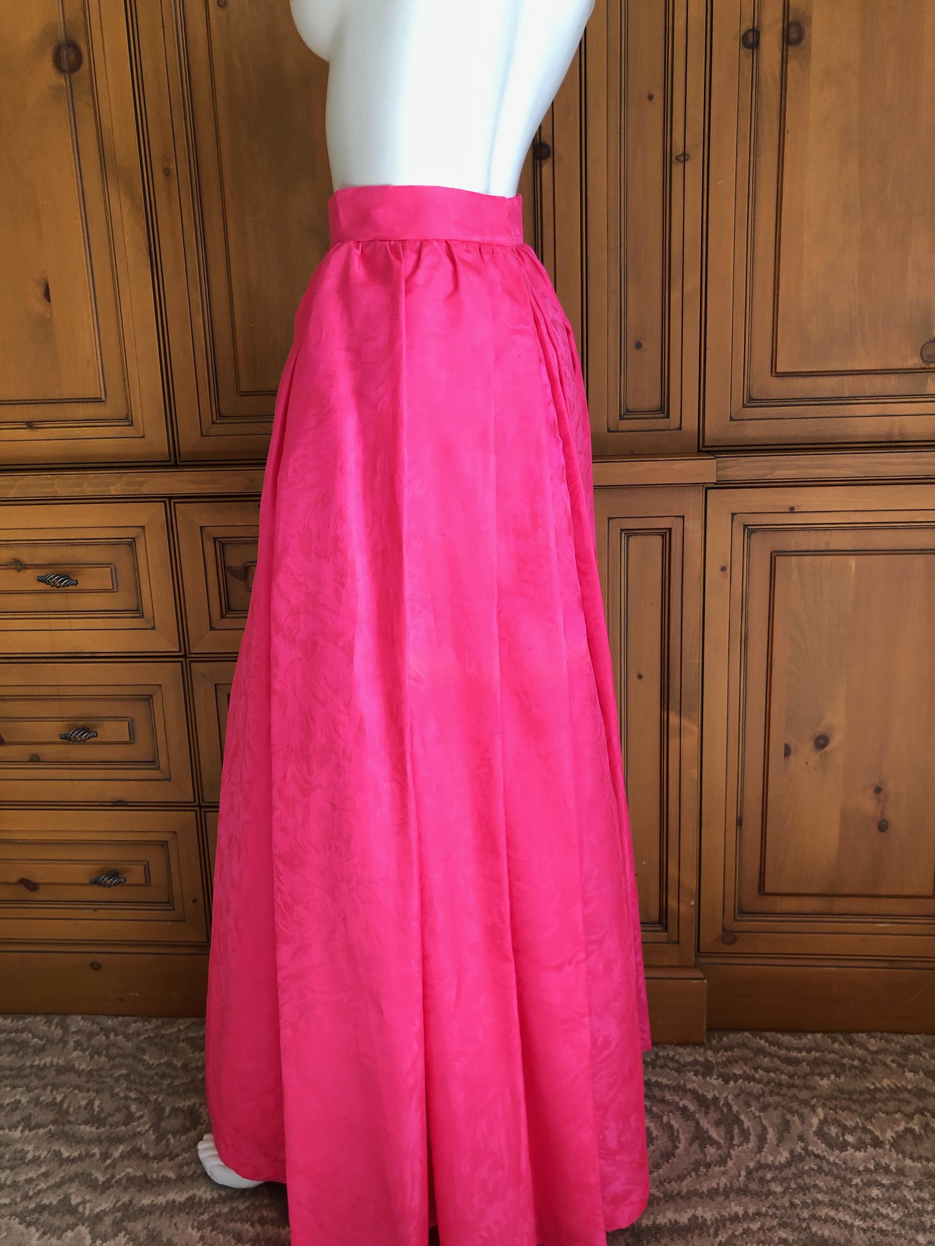 Yves Saint Laurent Rive Gauche Vintage 70's Pink Silk Faille Ball Skirt Pockets For Sale 1