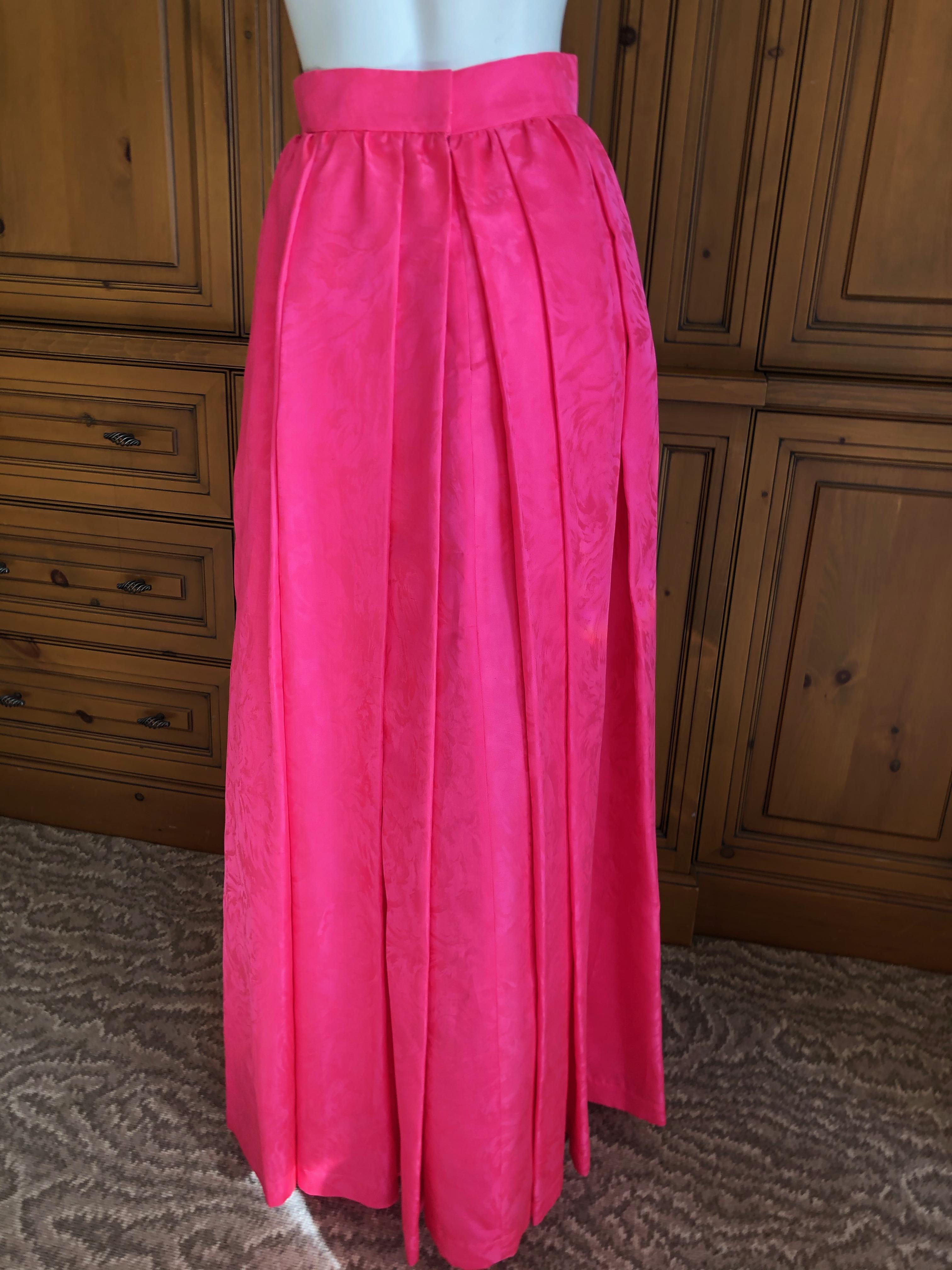 Yves Saint Laurent Rive Gauche Vintage 70's Pink Silk Faille Ball Skirt Pockets For Sale 2