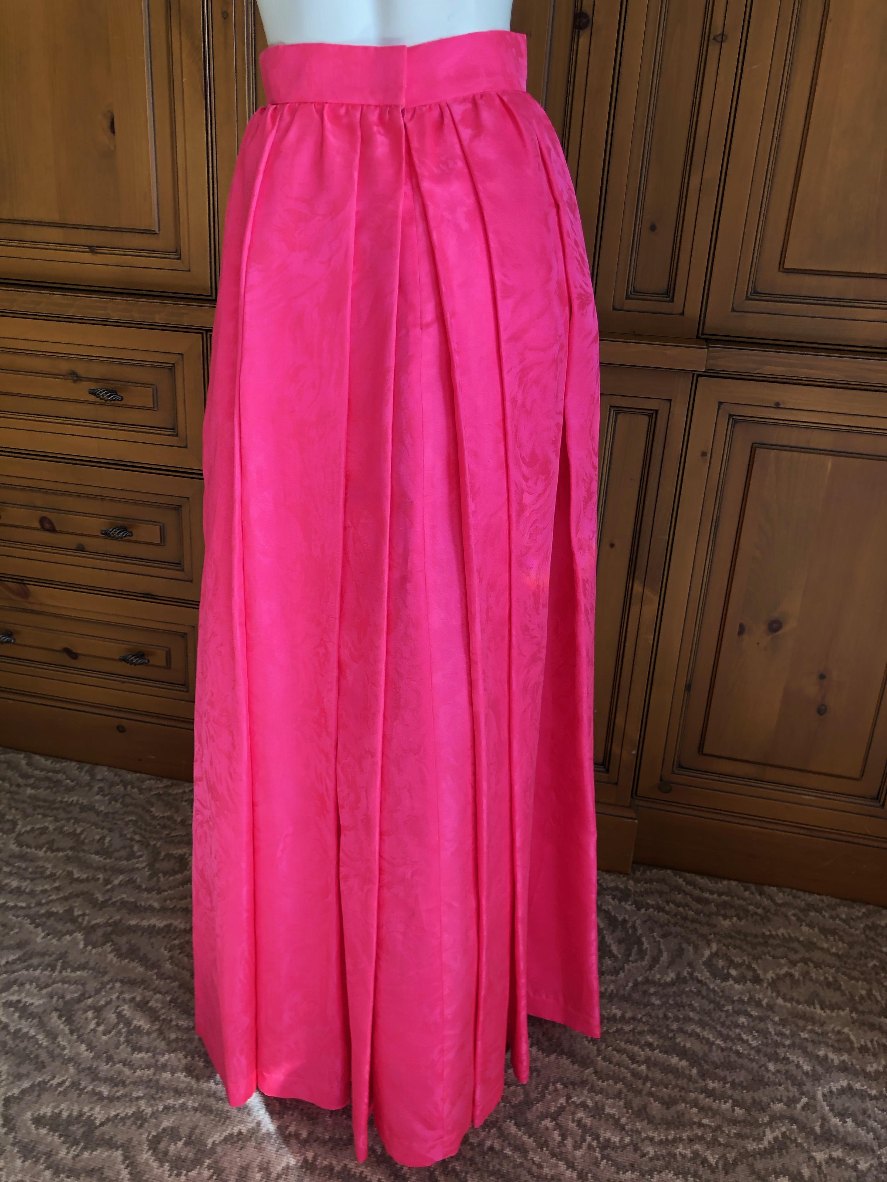 Yves Saint Laurent Rive Gauche Vintage 70's Pink Silk Faille Ball Skirt Pockets For Sale 3