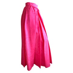 Yves Saint Laurent Rive Gauche Vintage 70's Pink Silk Faille Ball Skirt Pockets