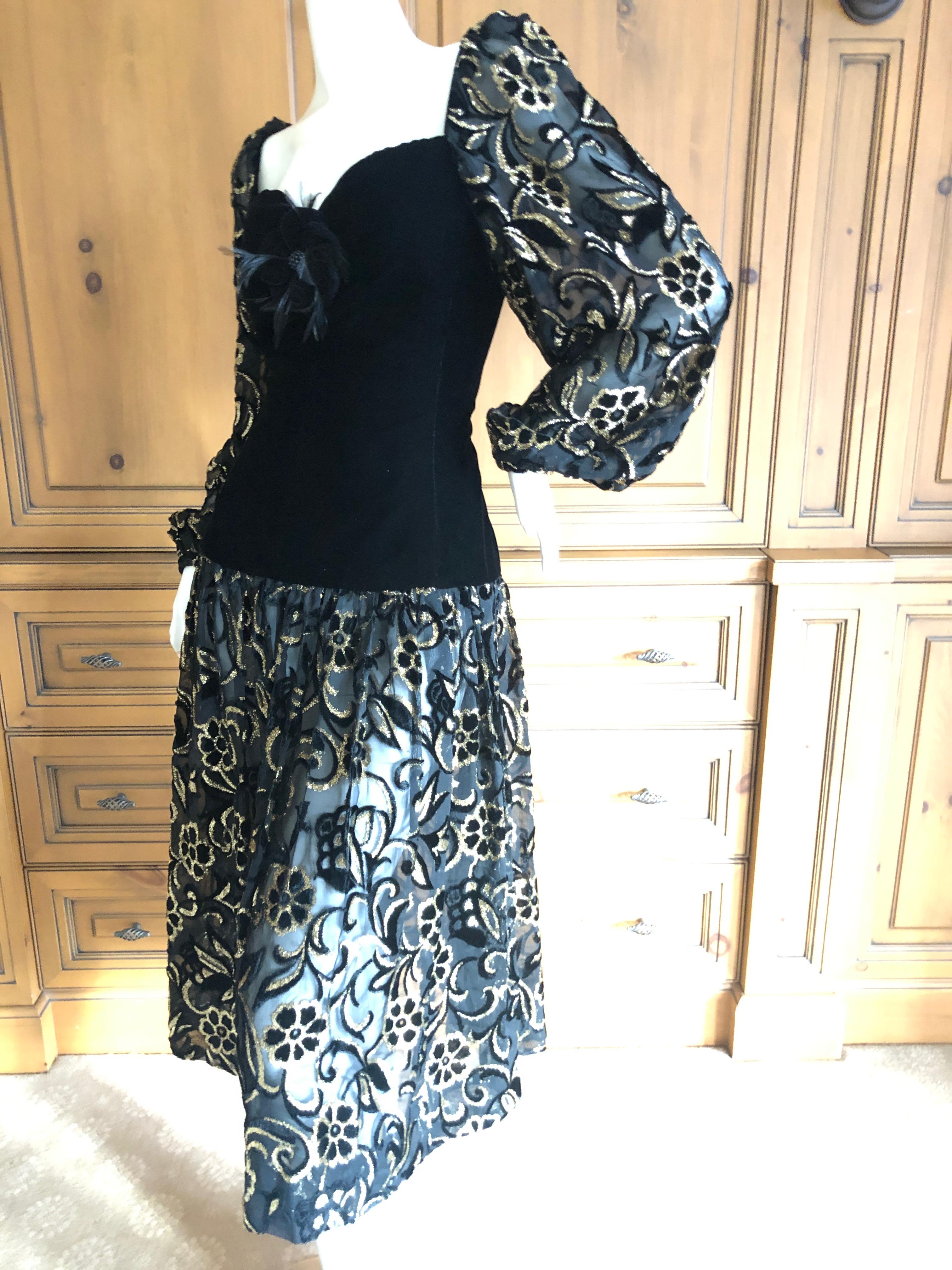 Yves Saint Laurent Rive Gauche Vintage 70's Sheer Devore Velvet Cocktail Dress For Sale 6
