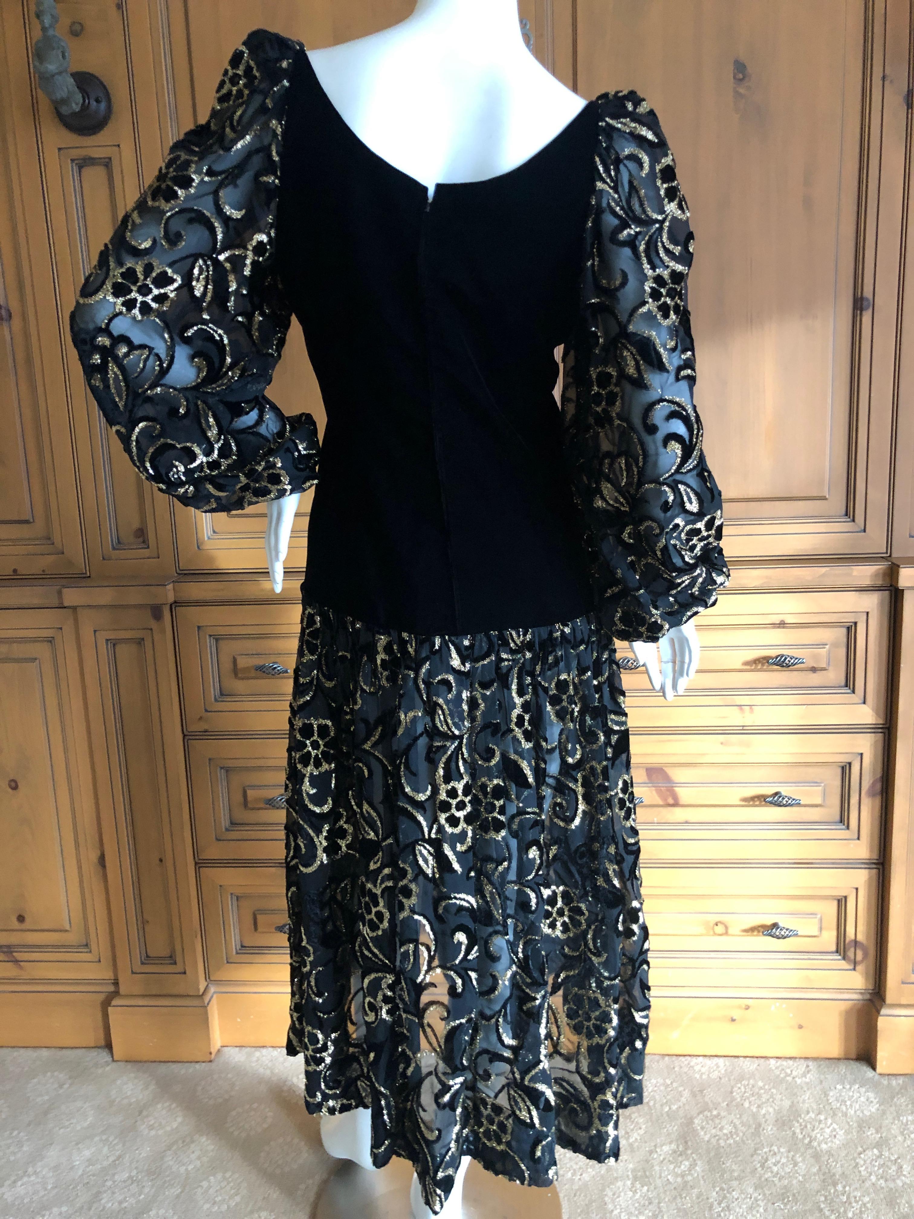 Yves Saint Laurent Rive Gauche Vintage 70's Sheer Devore Velvet Cocktail Dress For Sale 7