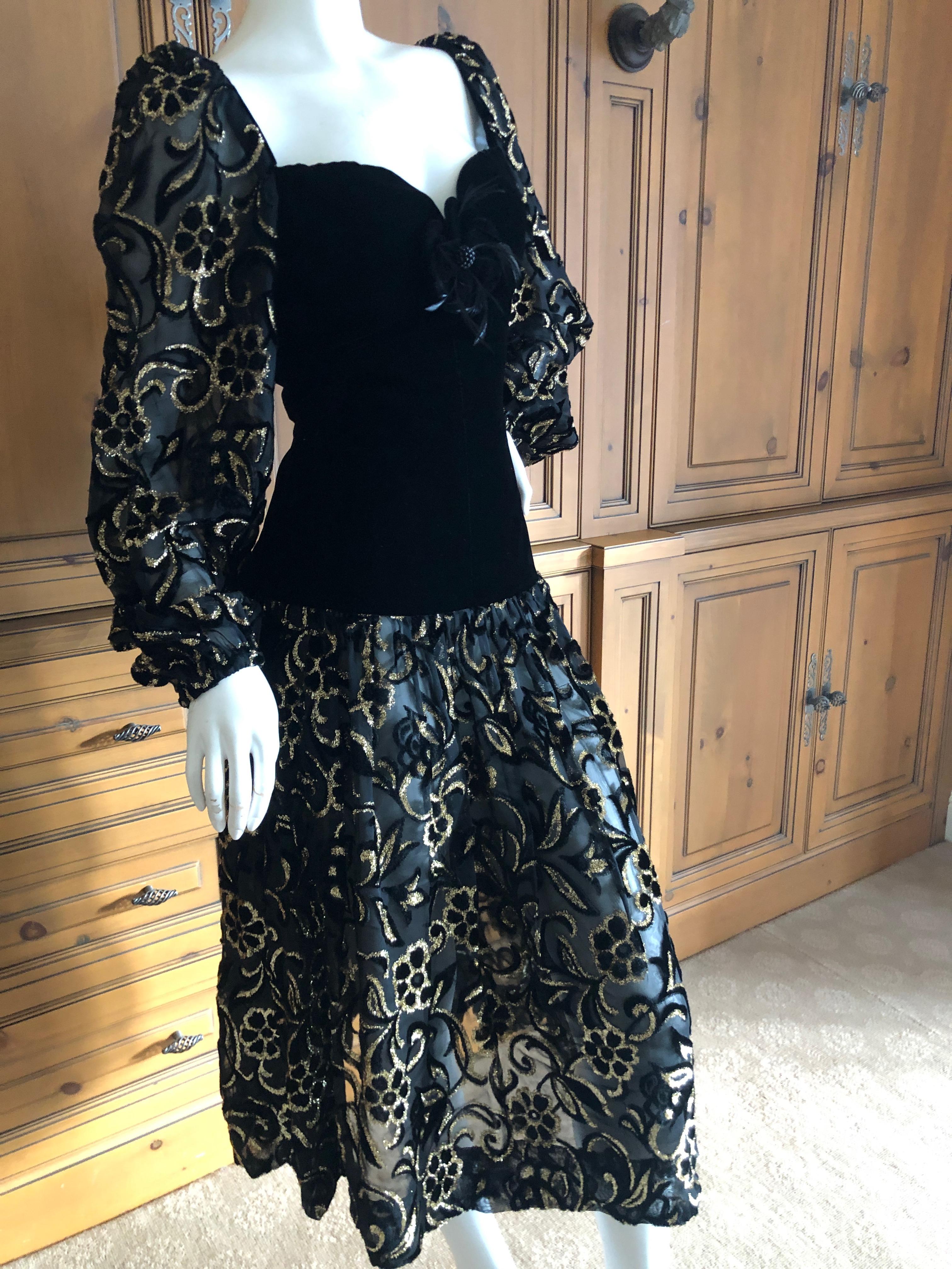 Yves Saint Laurent Rive Gauche Vintage 70's Sheer Devore Velvet Cocktail Dress For Sale 1