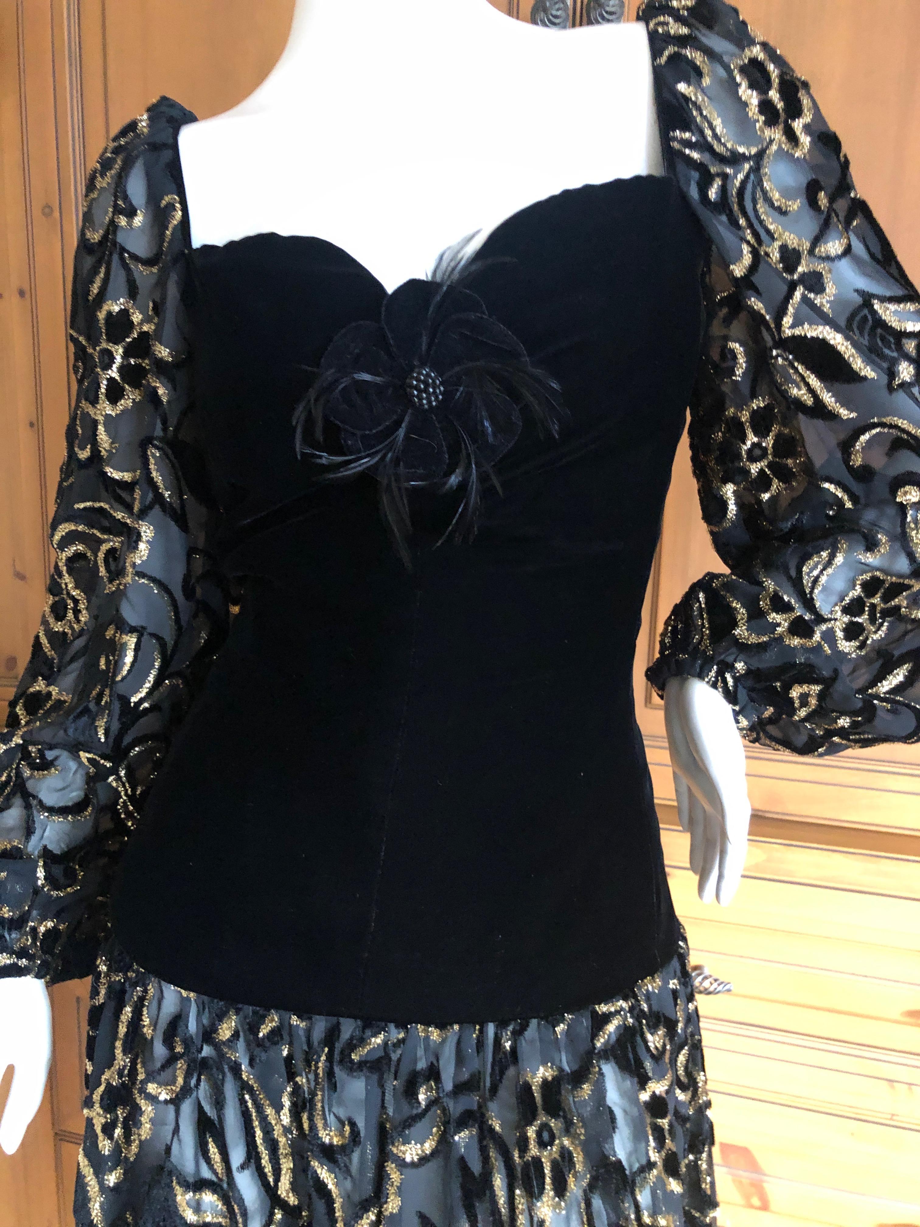 Yves Saint Laurent Rive Gauche Vintage 70's Sheer Devore Velvet Cocktail Dress For Sale 2