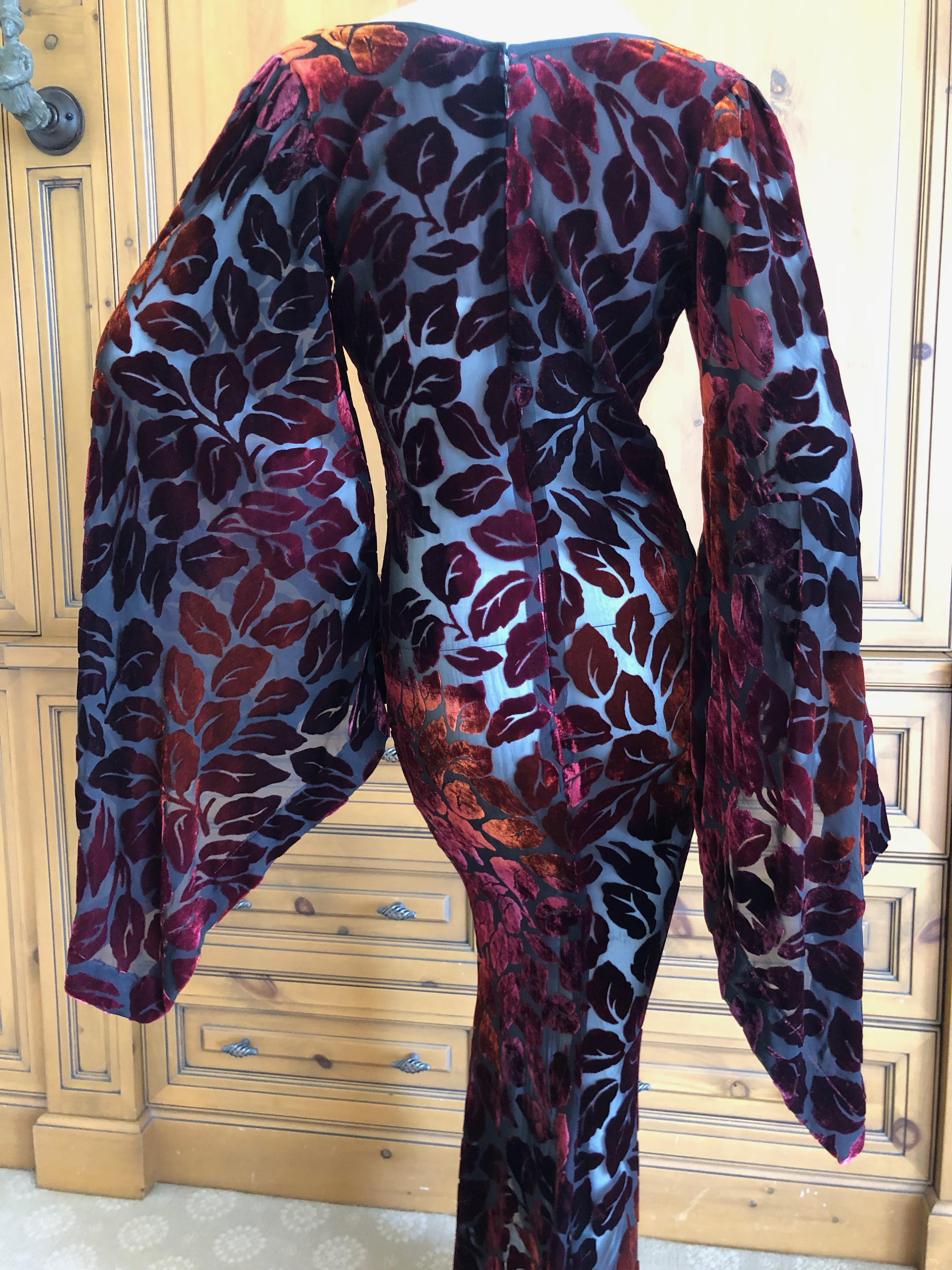 Yves Saint Laurent Rive Gauche Vintage 70's Sheer Iridescent Devore Velvet Dress For Sale 2