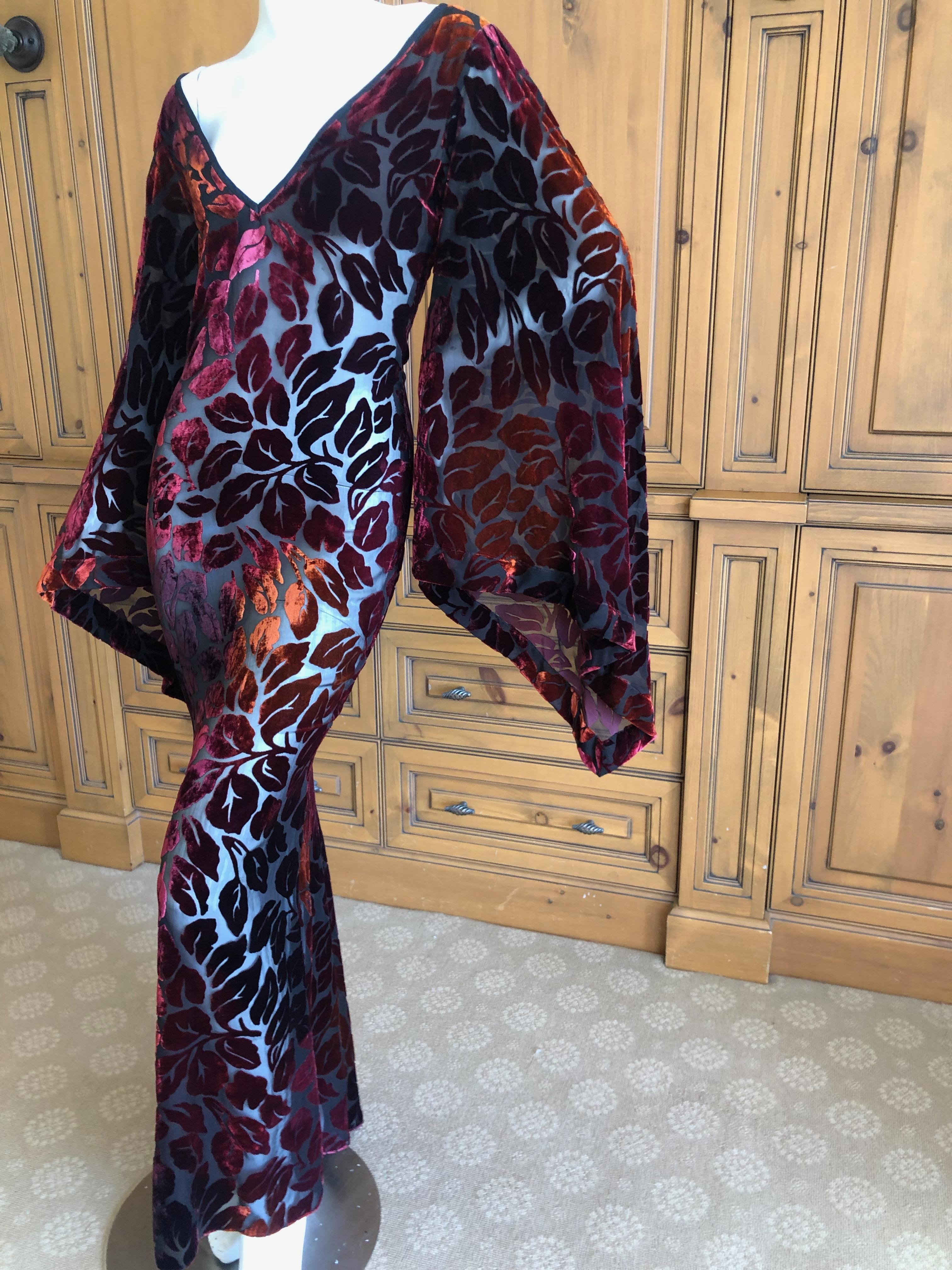 Yves Saint Laurent Rive Gauche Vintage 70's Sheer Iridescent Devore Velvet Dress In Excellent Condition For Sale In Cloverdale, CA