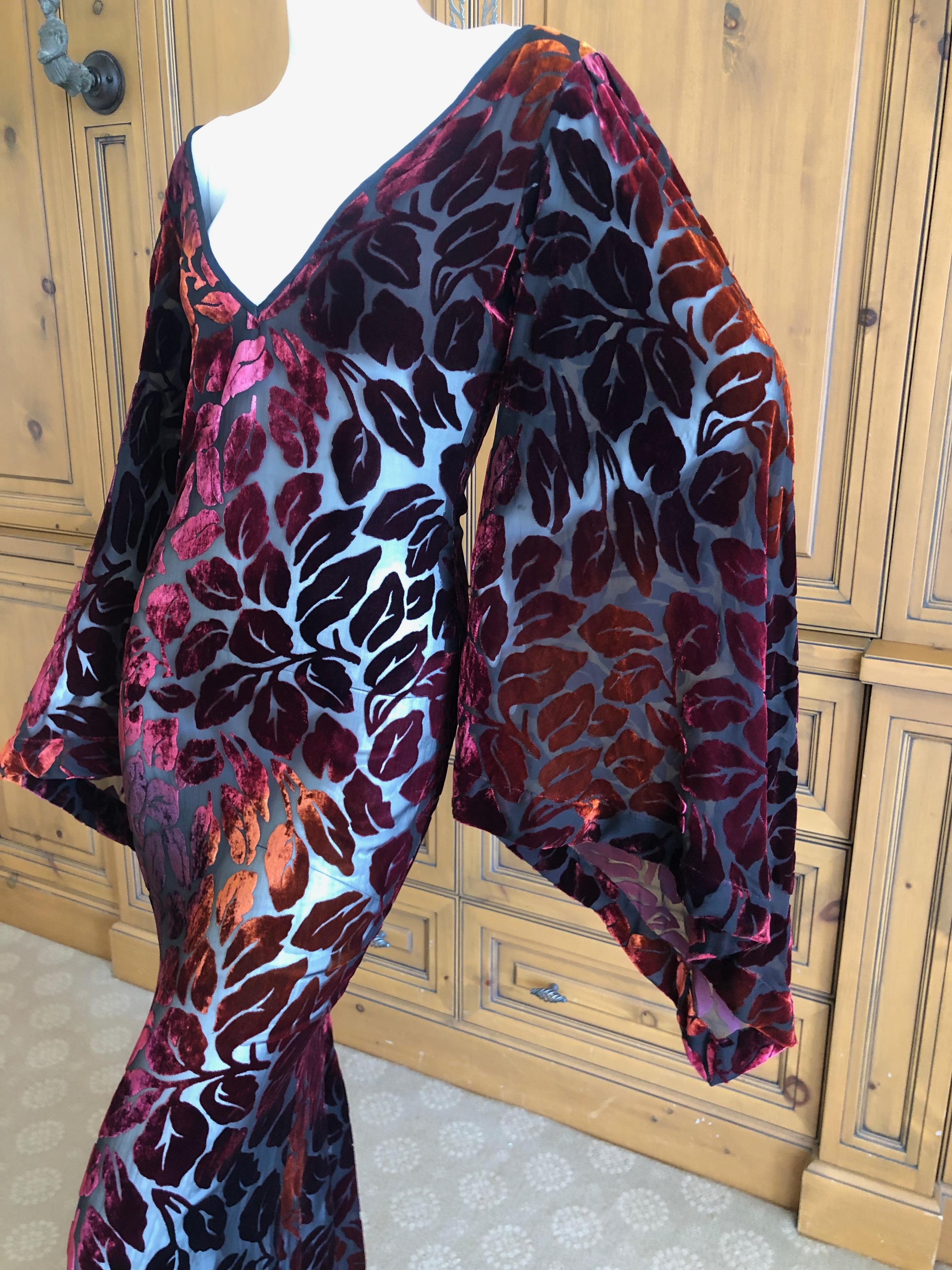 Women's Yves Saint Laurent Rive Gauche Vintage 70's Sheer Iridescent Devore Velvet Dress For Sale
