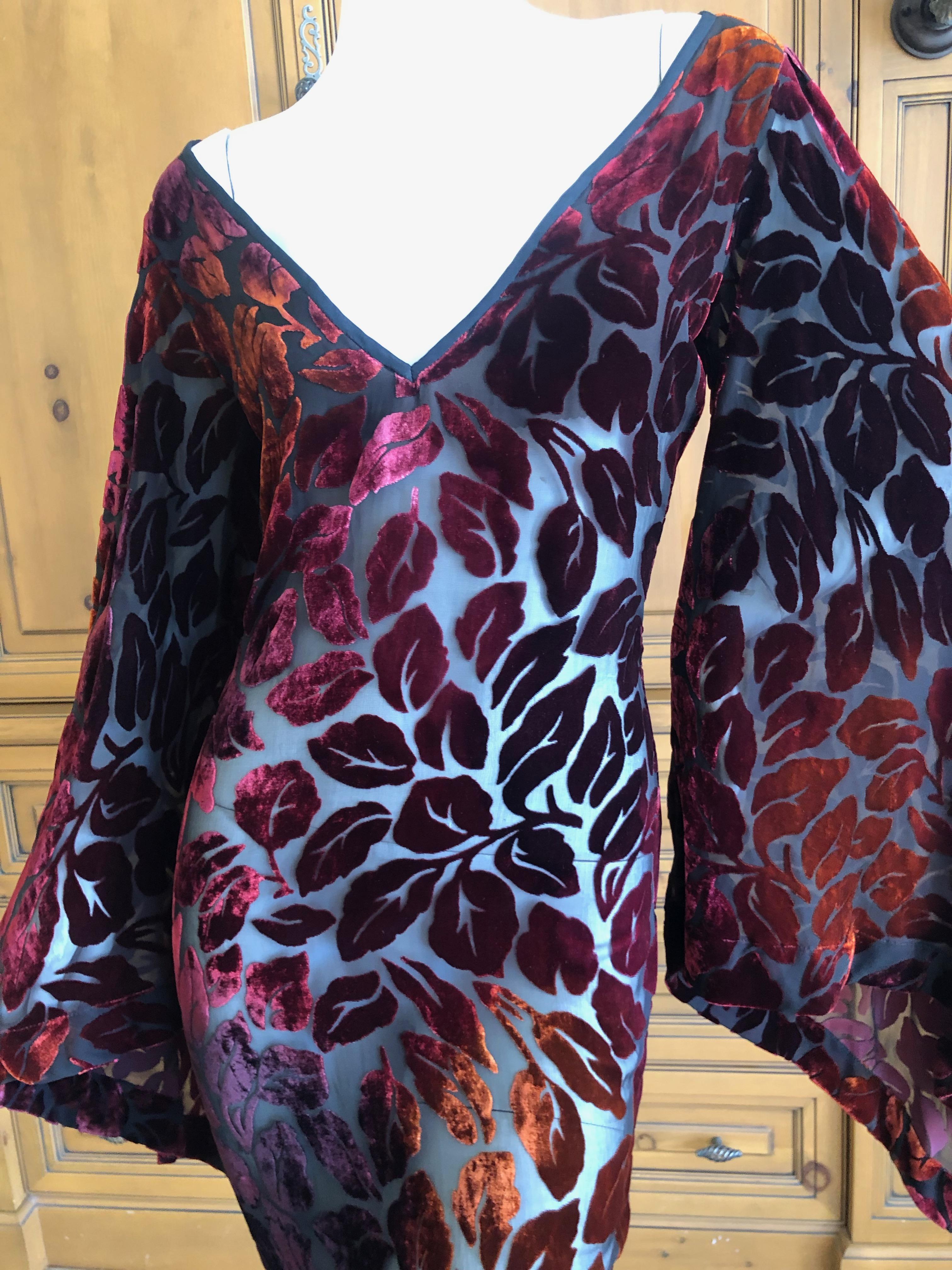 Yves Saint Laurent Rive Gauche Vintage 70's Sheer Iridescent Devore Velvet Dress For Sale 1
