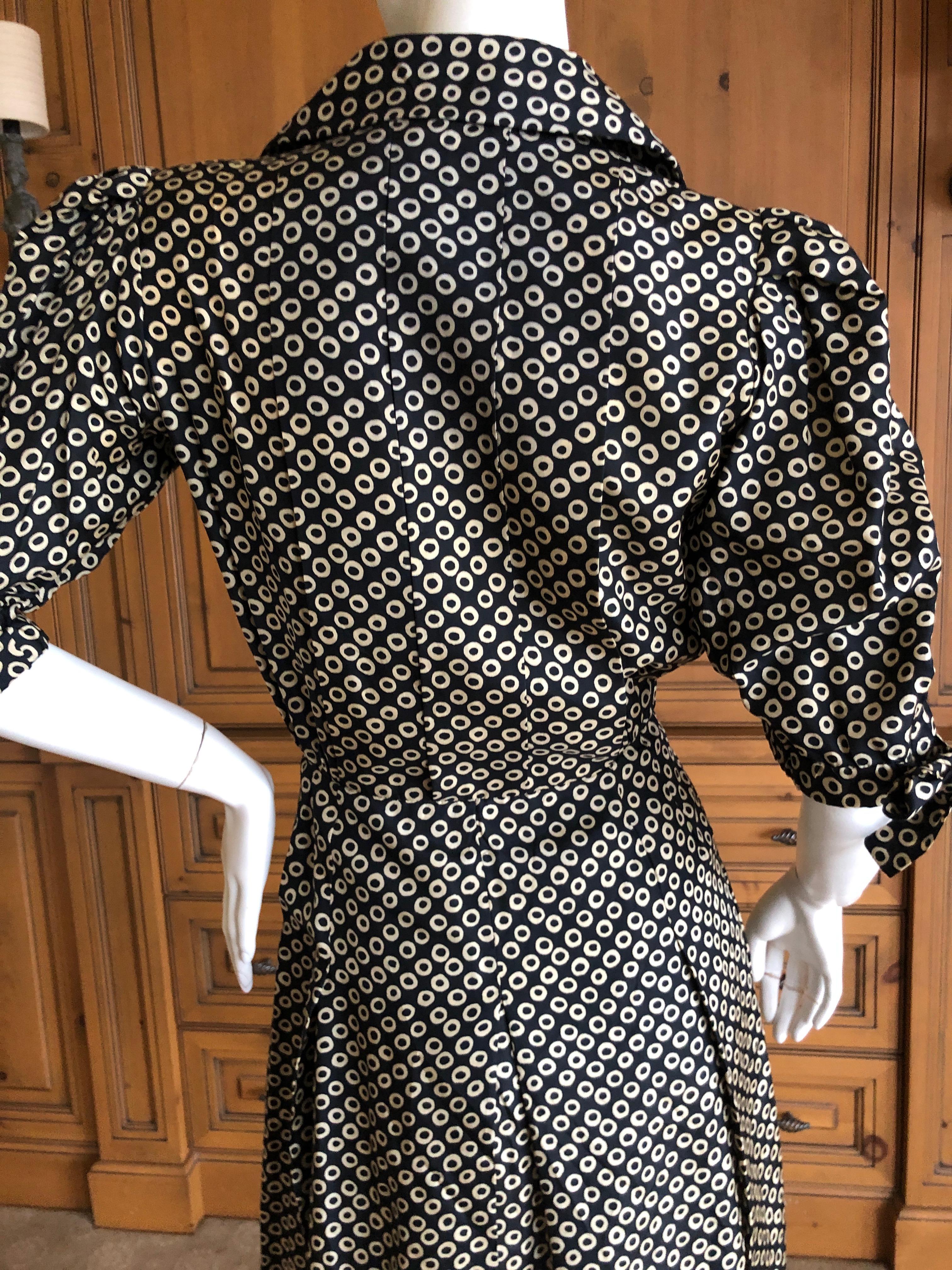 Yves Saint Laurent Rive Gauche Vintage 70's Silk Polka Dot Day Dress In Excellent Condition For Sale In Cloverdale, CA
