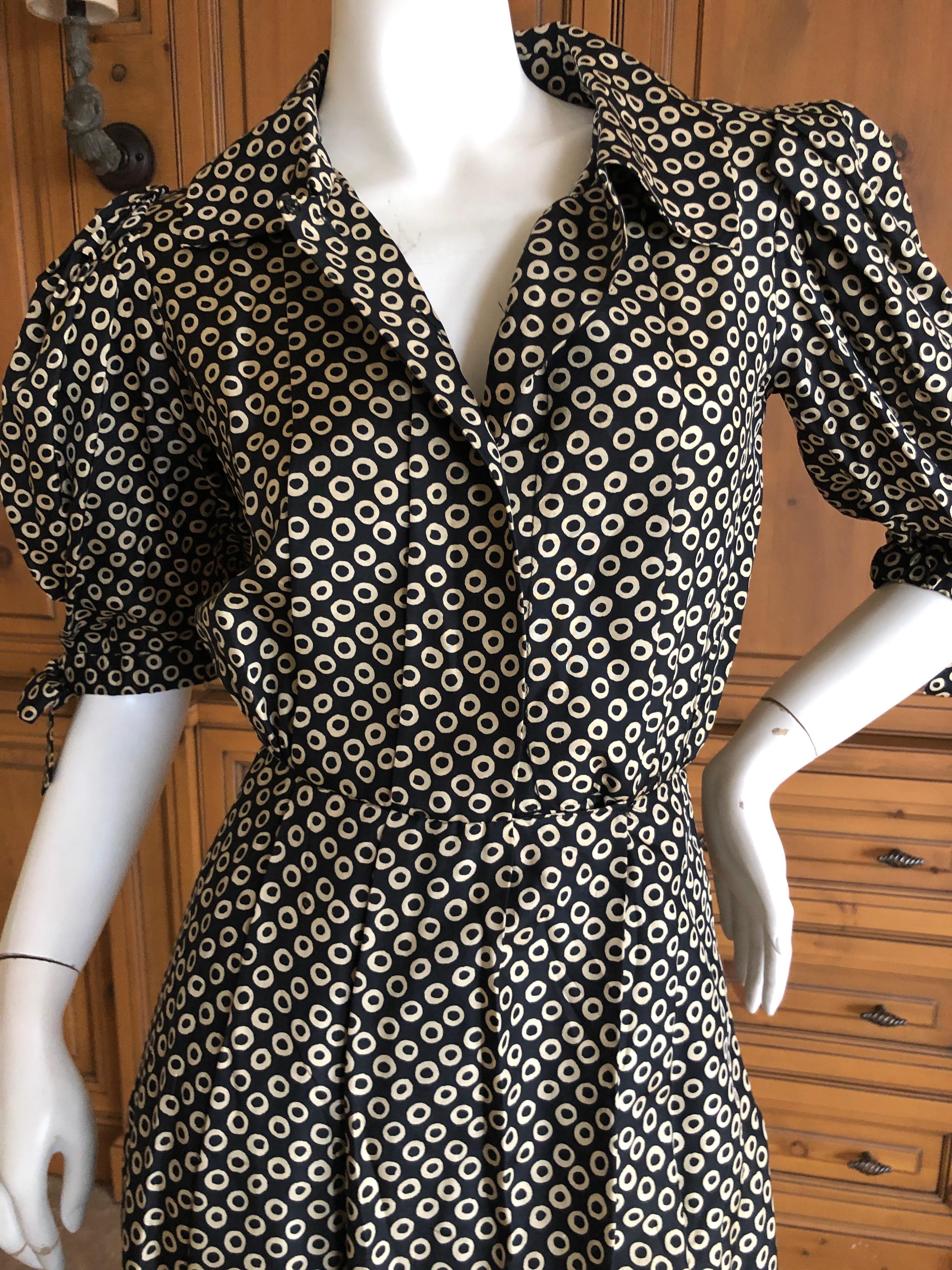 Yves Saint Laurent Rive Gauche Vintage 70's Silk Polka Dot Day Dress For Sale 1