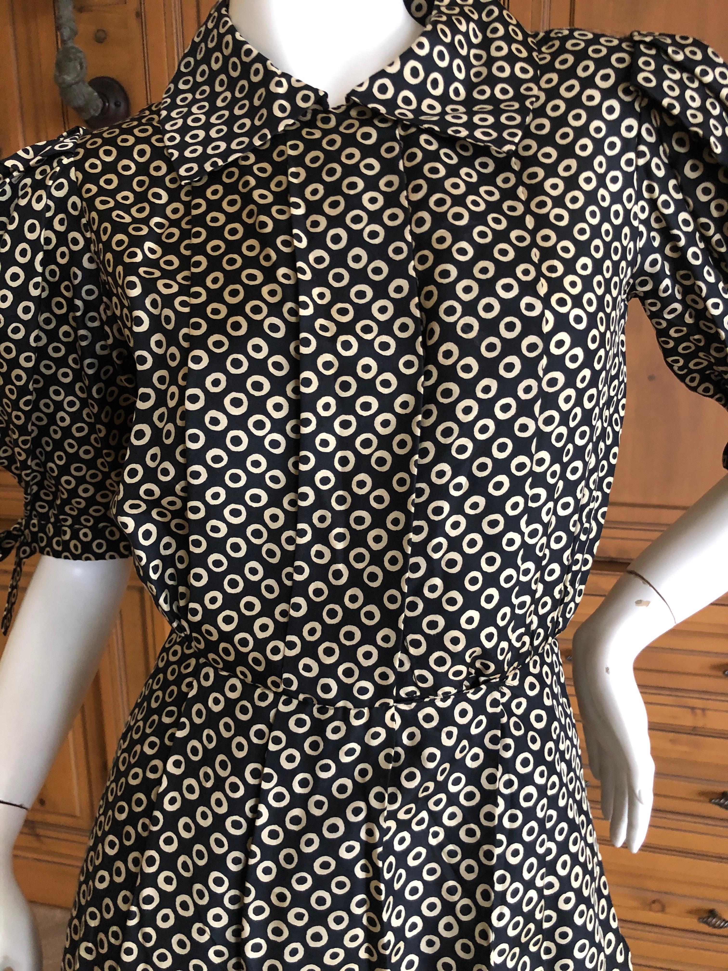 Yves Saint Laurent Rive Gauche Vintage 70's Silk Polka Dot Day Dress For Sale 3