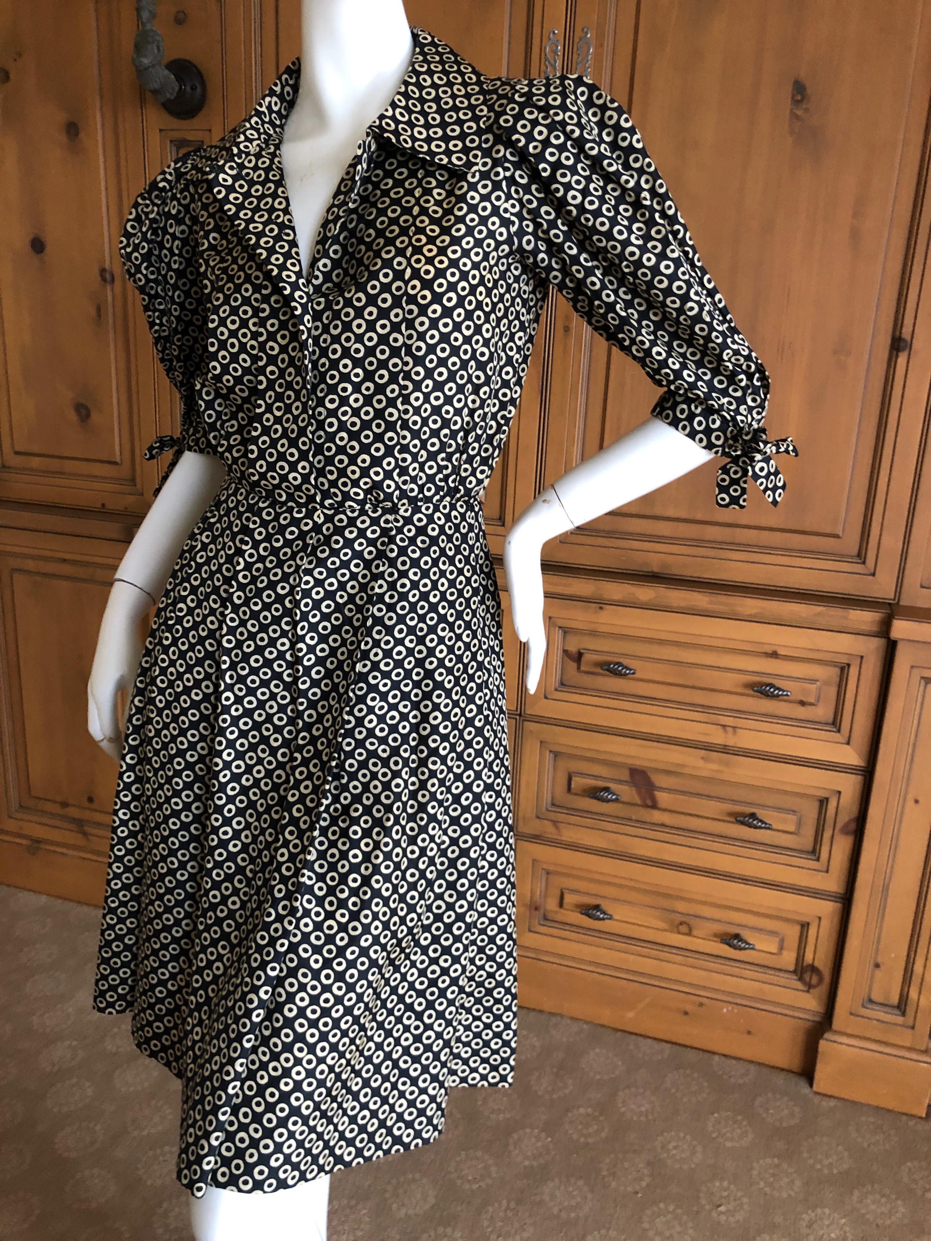 Yves Saint Laurent Rive Gauche Vintage 70's Silk Polka Dot Day Dress For Sale 4