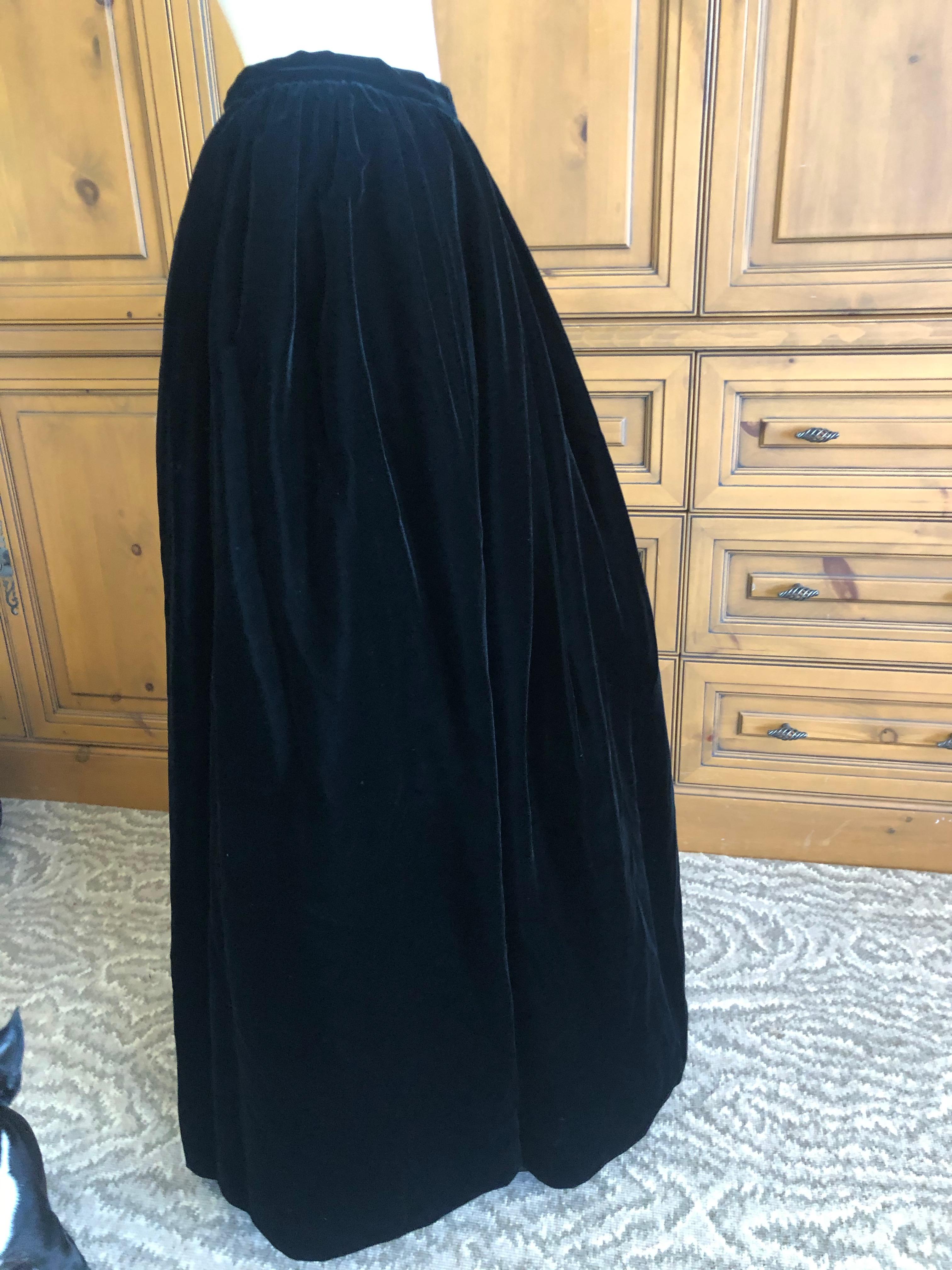 Women's Yves Saint Laurent Rive Gauche Vintage 70's Voluminous Black Velvet Ball Skirt For Sale