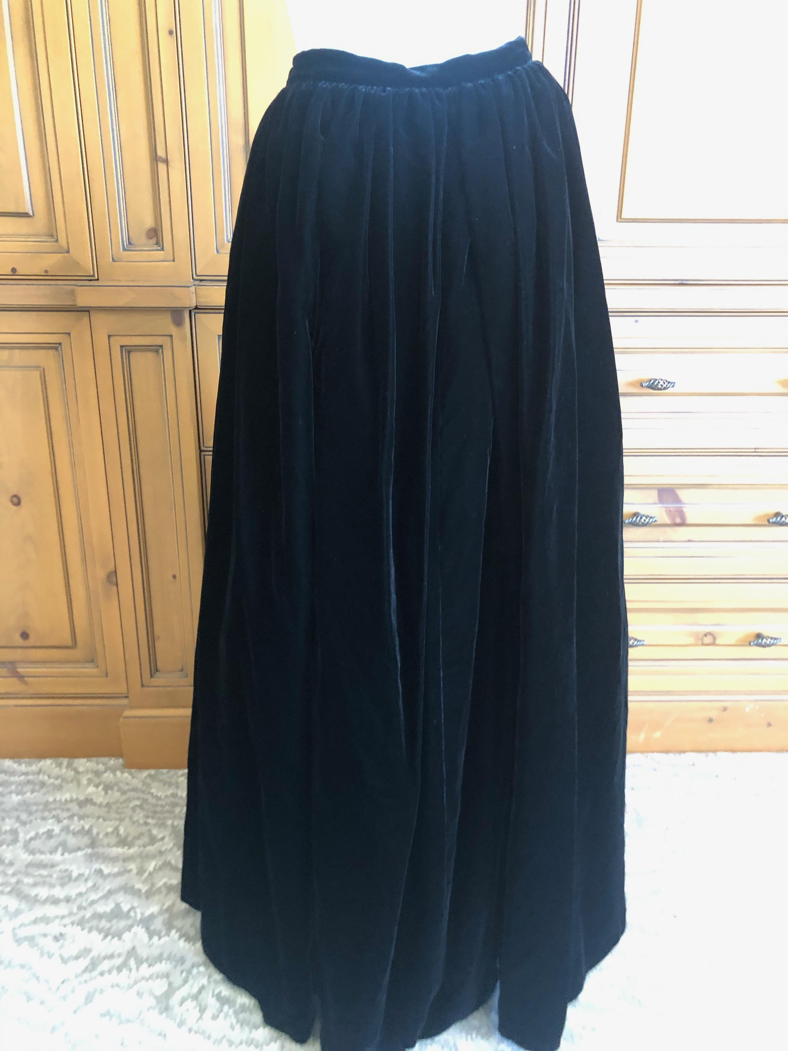 Yves Saint Laurent Rive Gauche Vintage 70's Voluminous Black Velvet Ball Skirt For Sale 1