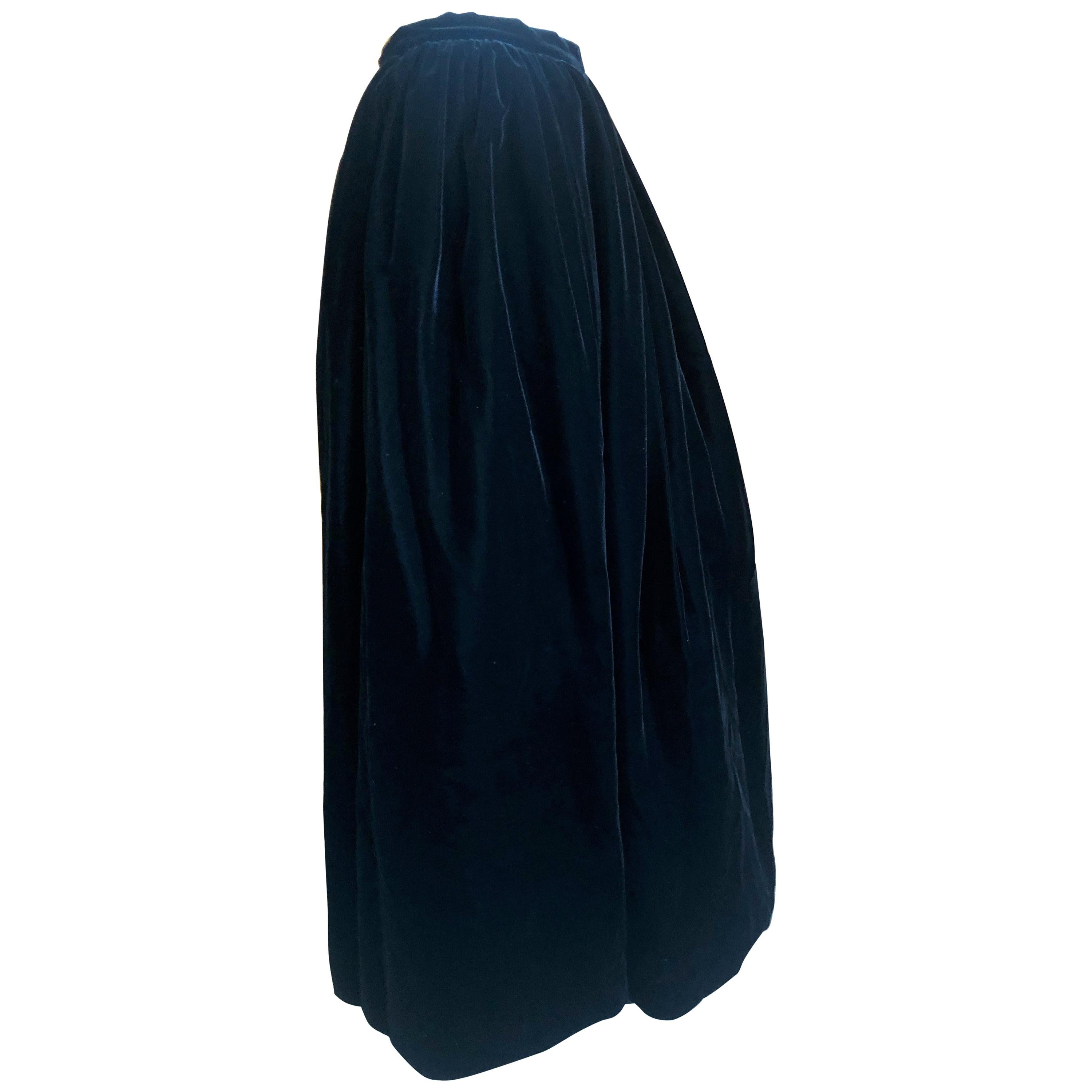 Yves Saint Laurent Rive Gauche Vintage 70's Voluminous Black Velvet Ball Skirt For Sale