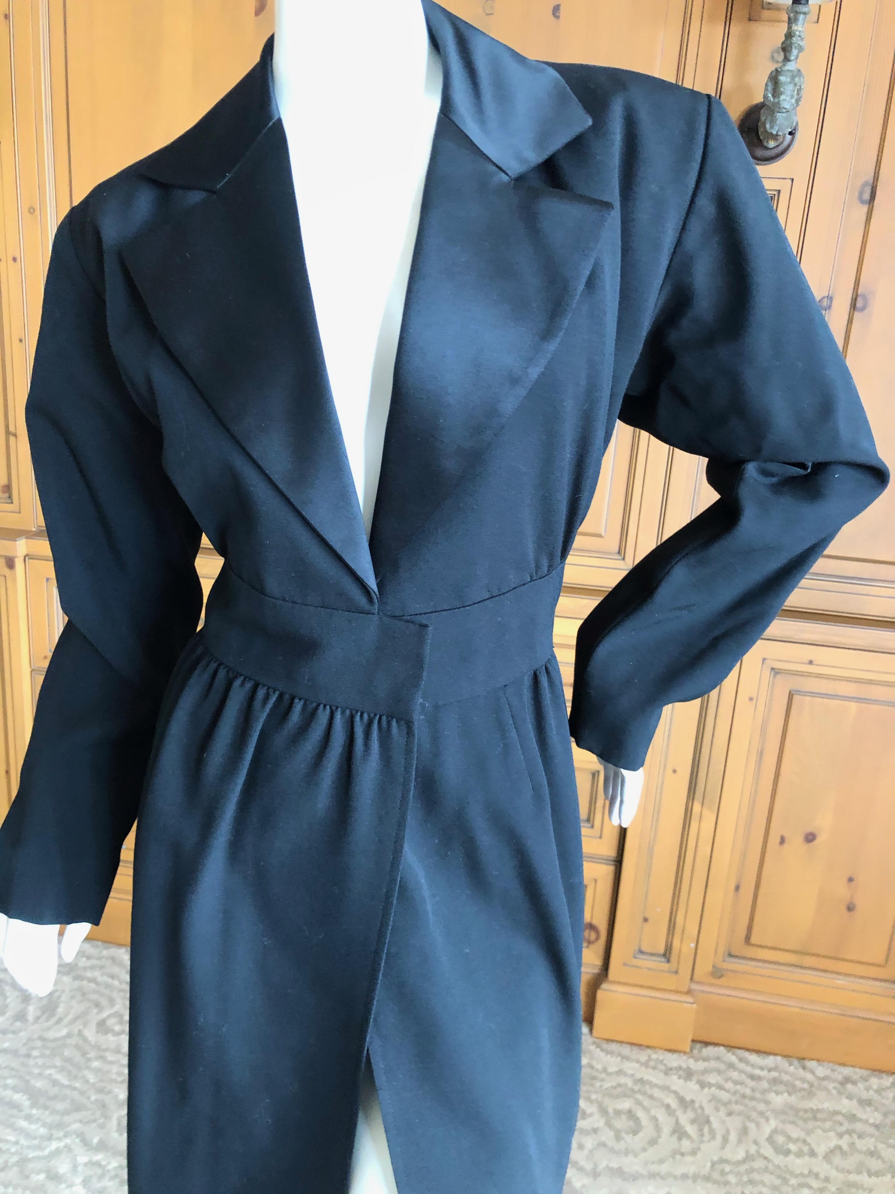 Women's Yves Saint Laurent Rive Gauche Vintage 80's Le Smoking Satin Lapel Tuxedo Dress For Sale