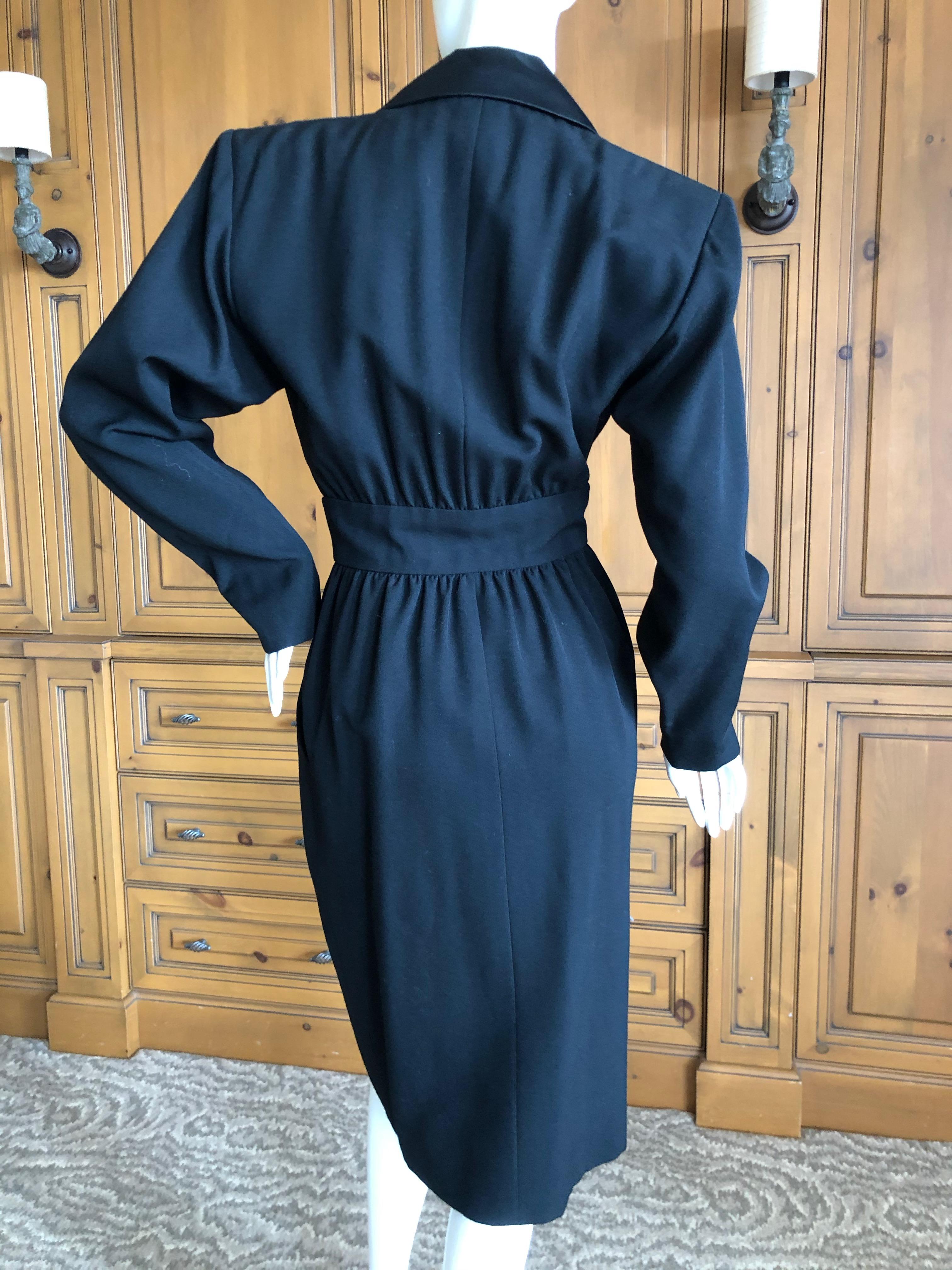 Yves Saint Laurent Rive Gauche Vintage 80's Le Smoking Satin Lapel Tuxedo Dress For Sale 3