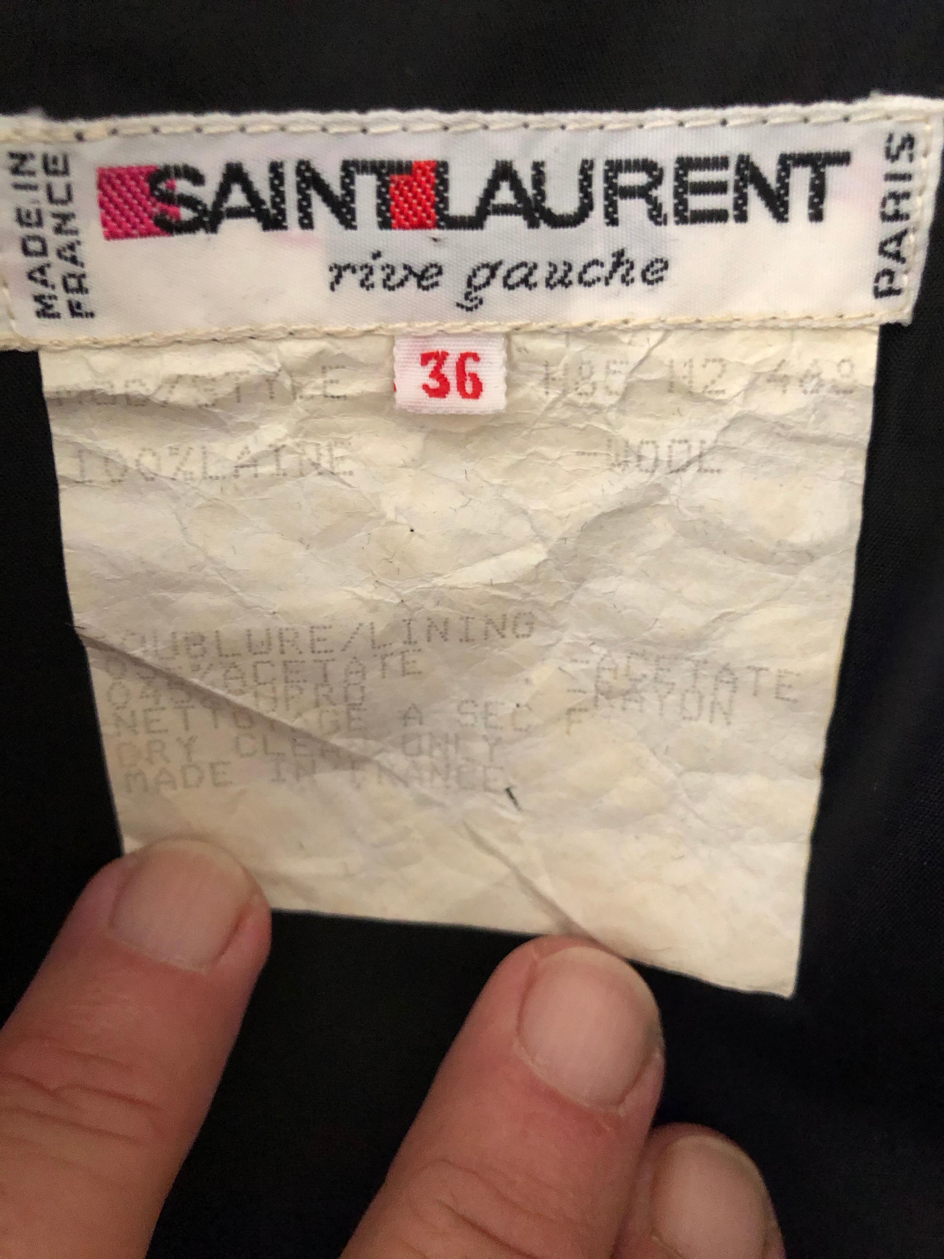 Yves Saint Laurent Rive Gauche Vintage 80's Le Smoking Satin Lapel Tuxedo Dress For Sale 4