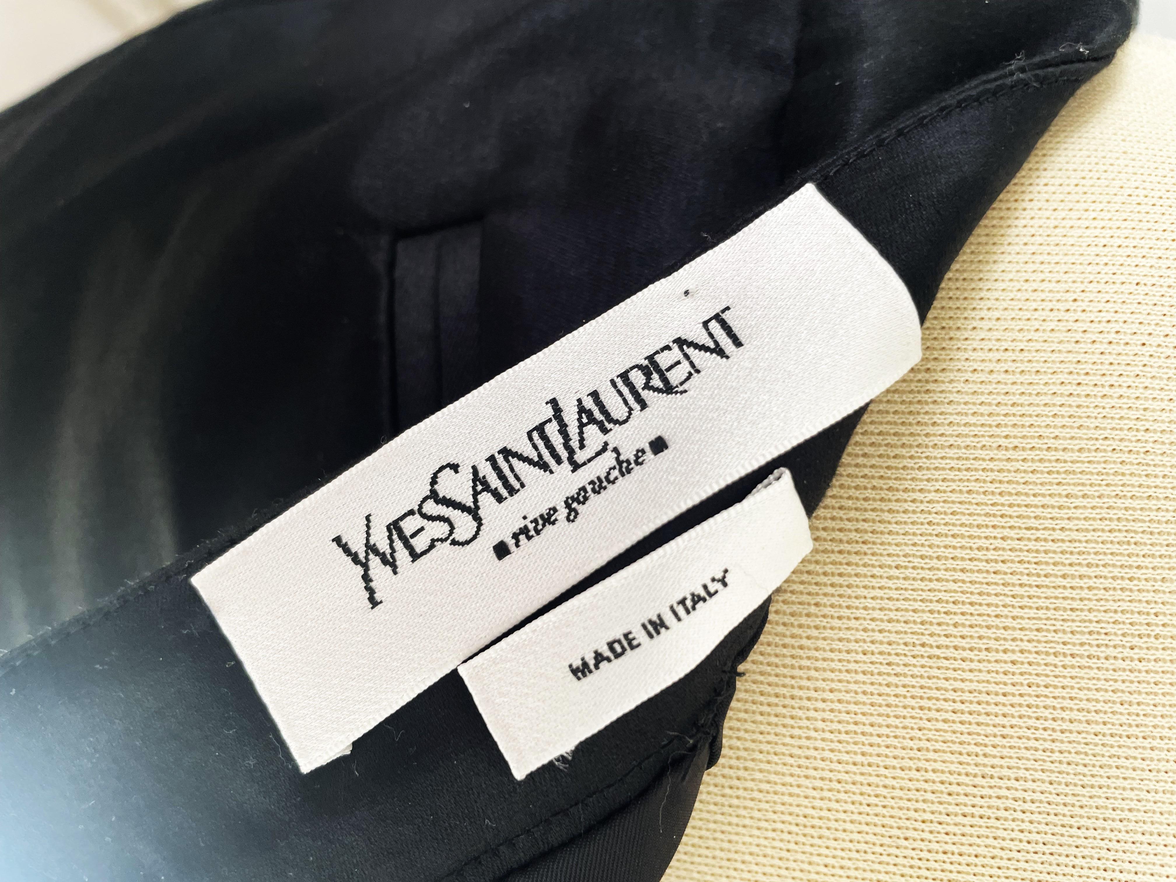 Women's Yves Saint Laurent Rive Gauche Vintage 90s Black Sateen Short Skirt Pockets For Sale