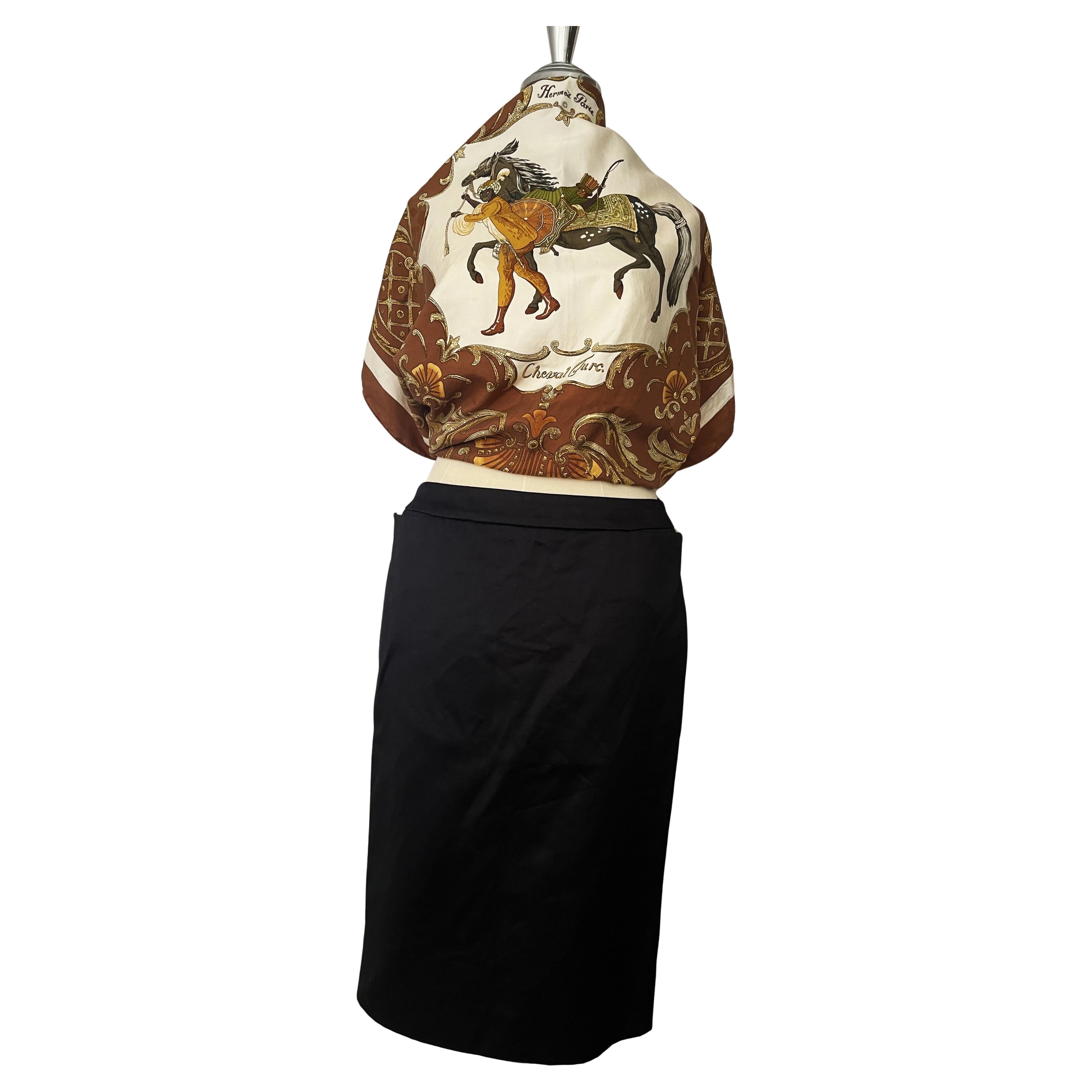 Yves Saint Laurent Rive Gauche Vintage 90s Black Sateen Short Skirt Pockets For Sale