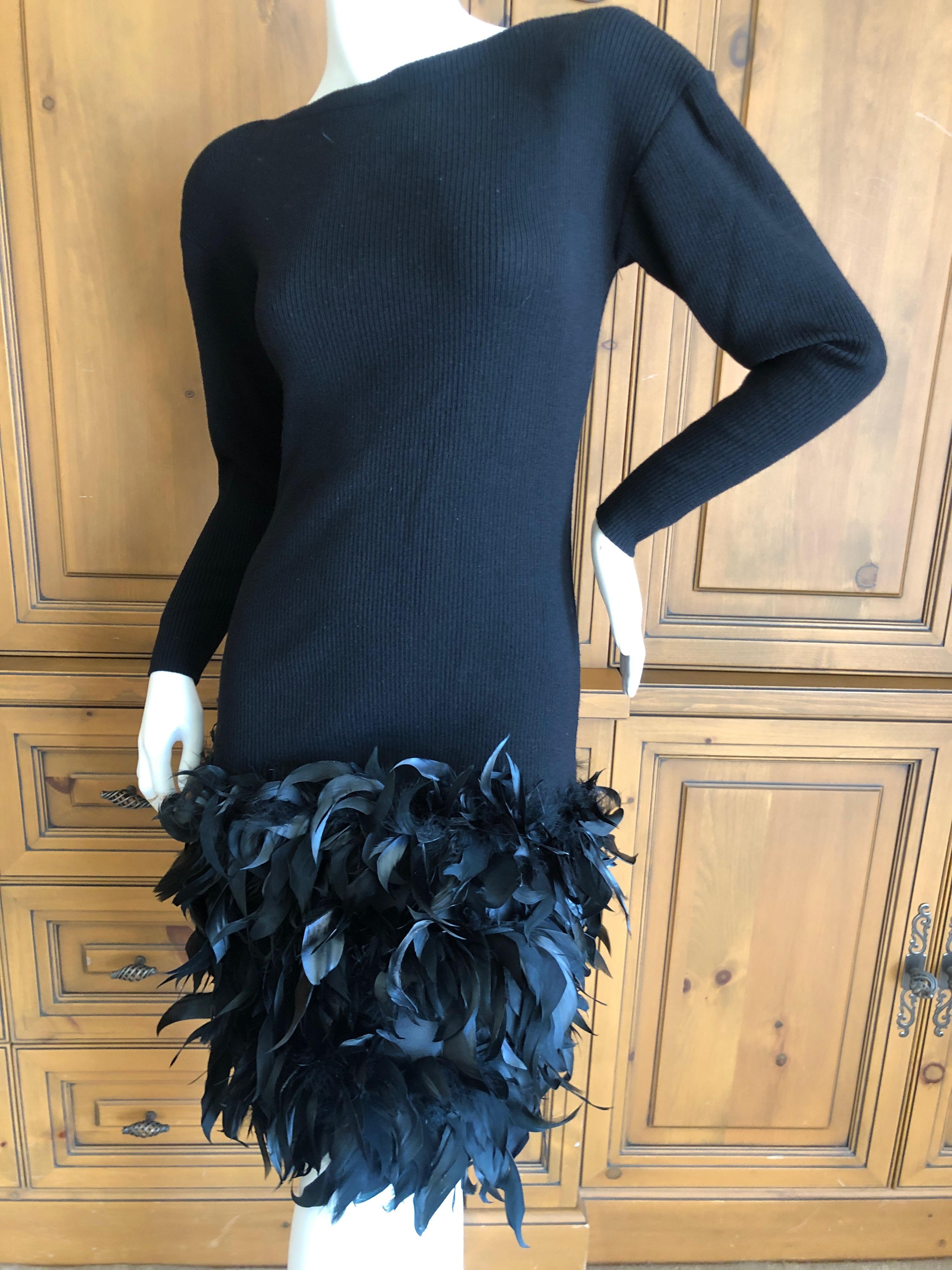 Yves Saint Laurent Rive Gauche Schwarzes Vintage-Kleid mit Federn von Maison Lamari im Zustand „Hervorragend“ im Angebot in Cloverdale, CA