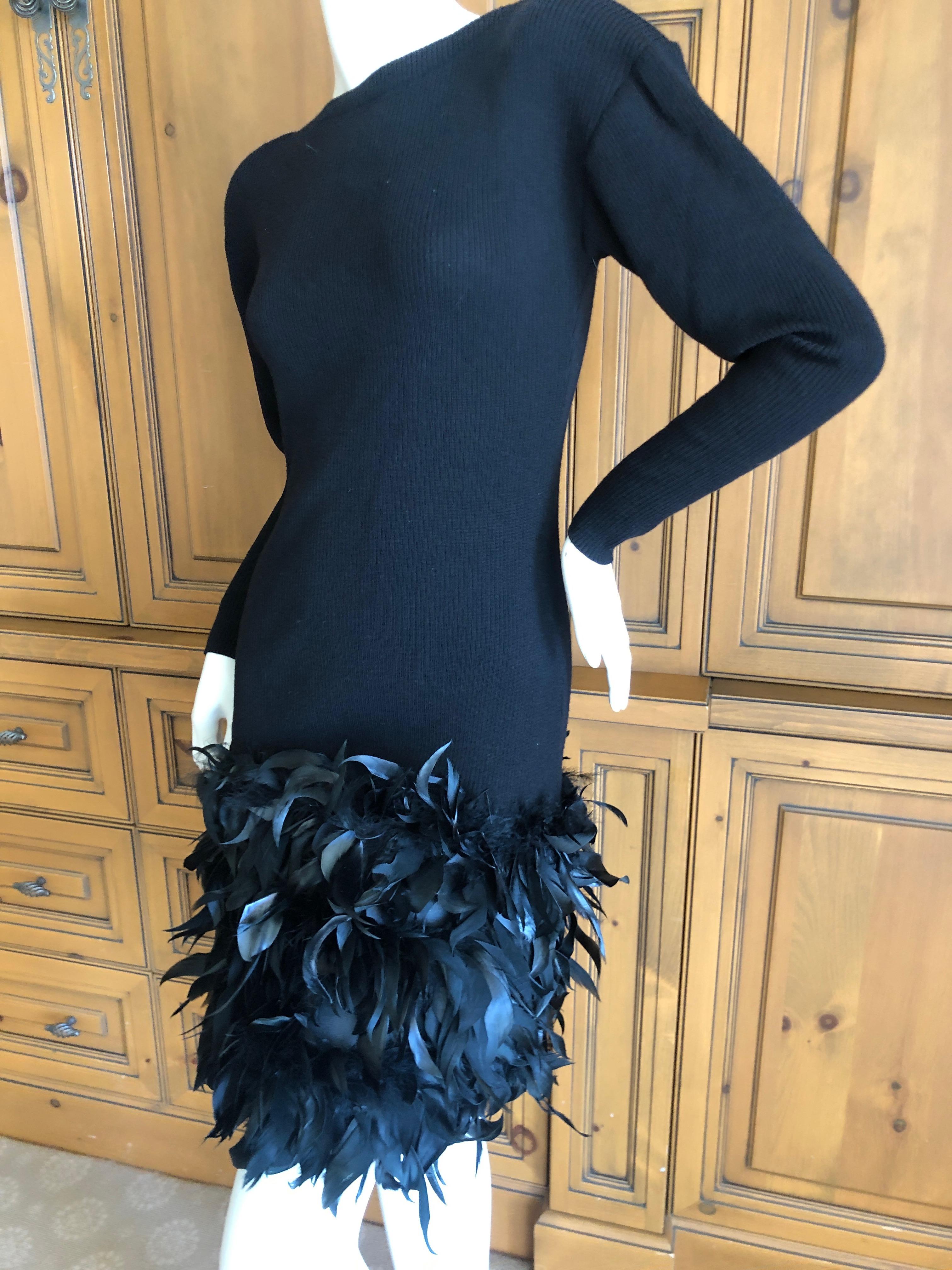Yves Saint Laurent Rive Gauche Schwarzes Vintage-Kleid mit Federn von Maison Lamari Damen im Angebot