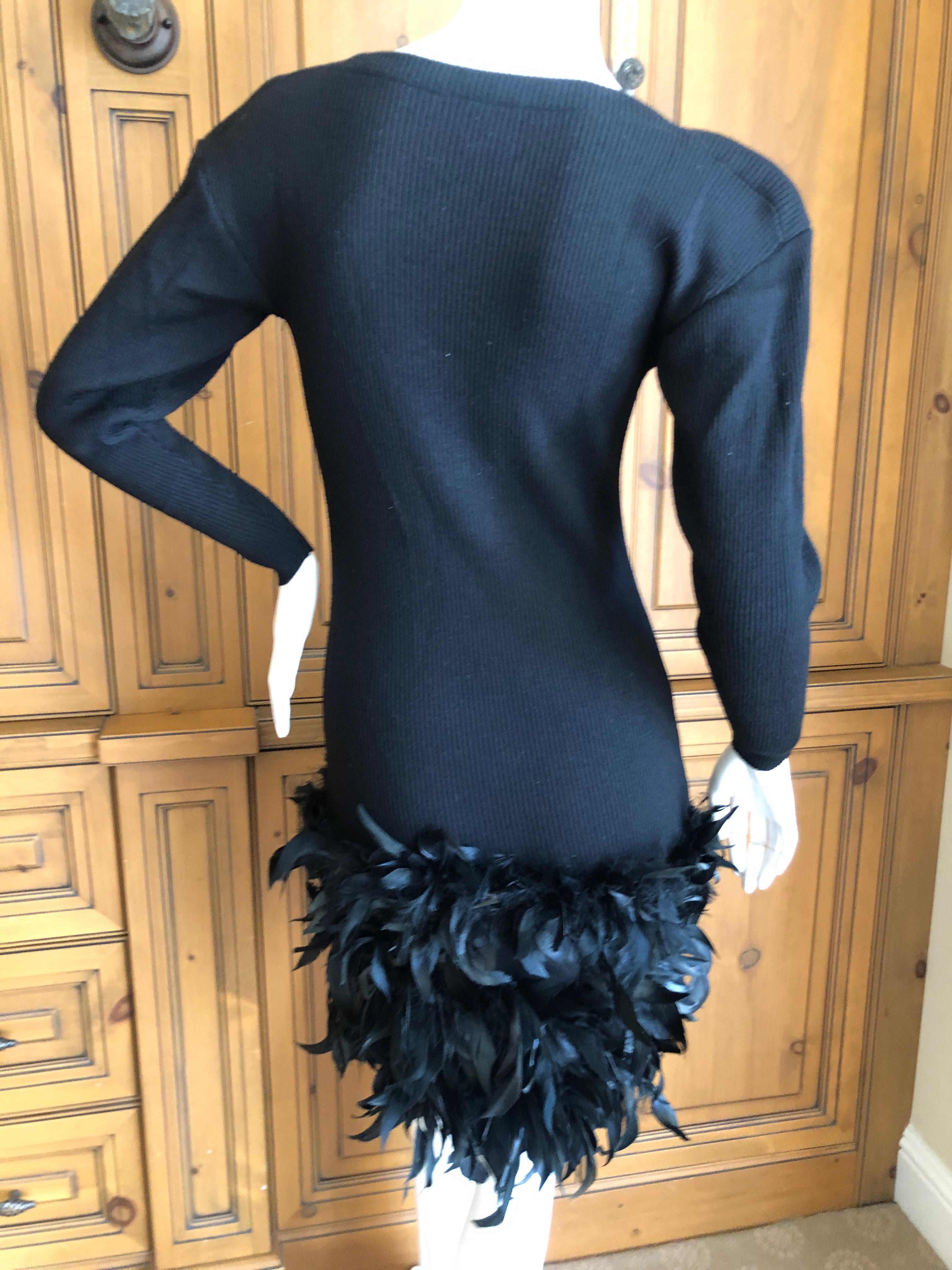 Women's Yves Saint Laurent Rive Gauche Vintage Black Dress w Feathers by Maison Lamari For Sale