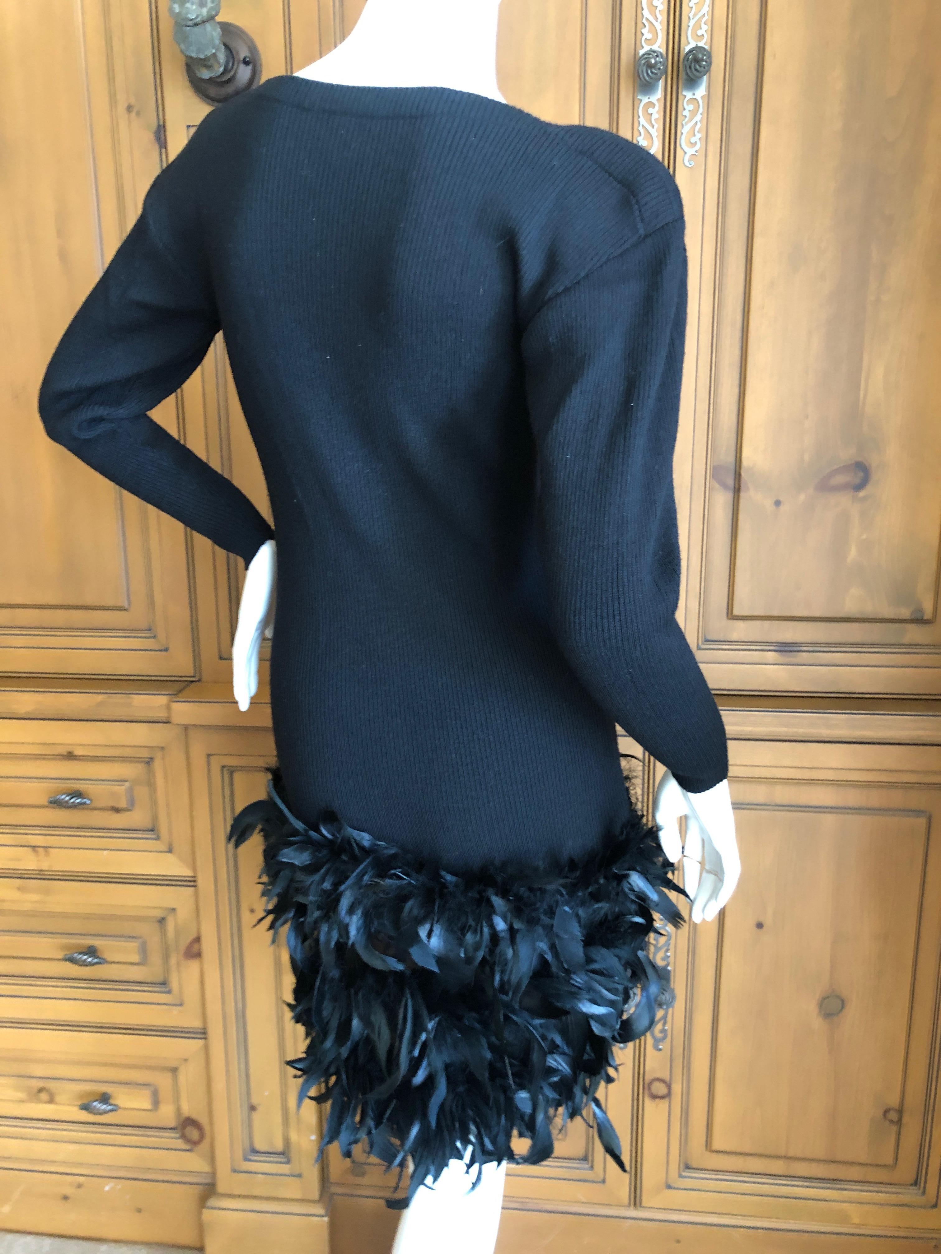 Yves Saint Laurent Rive Gauche Vintage Black Dress w Feathers by Maison Lamari For Sale 1