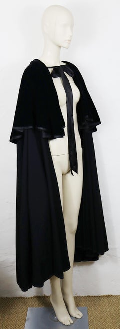 YVES SAINT LAURENT Rive Gauche Vintage Black Layered Cloak Cape