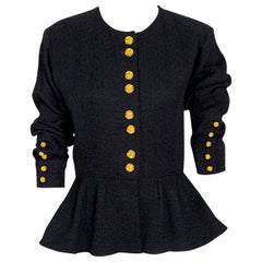 Yves Saint Laurent "rive gauche" Vintage black peplum jacket with gold buttons