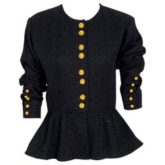 Yves Saint Laurent "rive gauche" vintage black peplum jacket with gold buttons