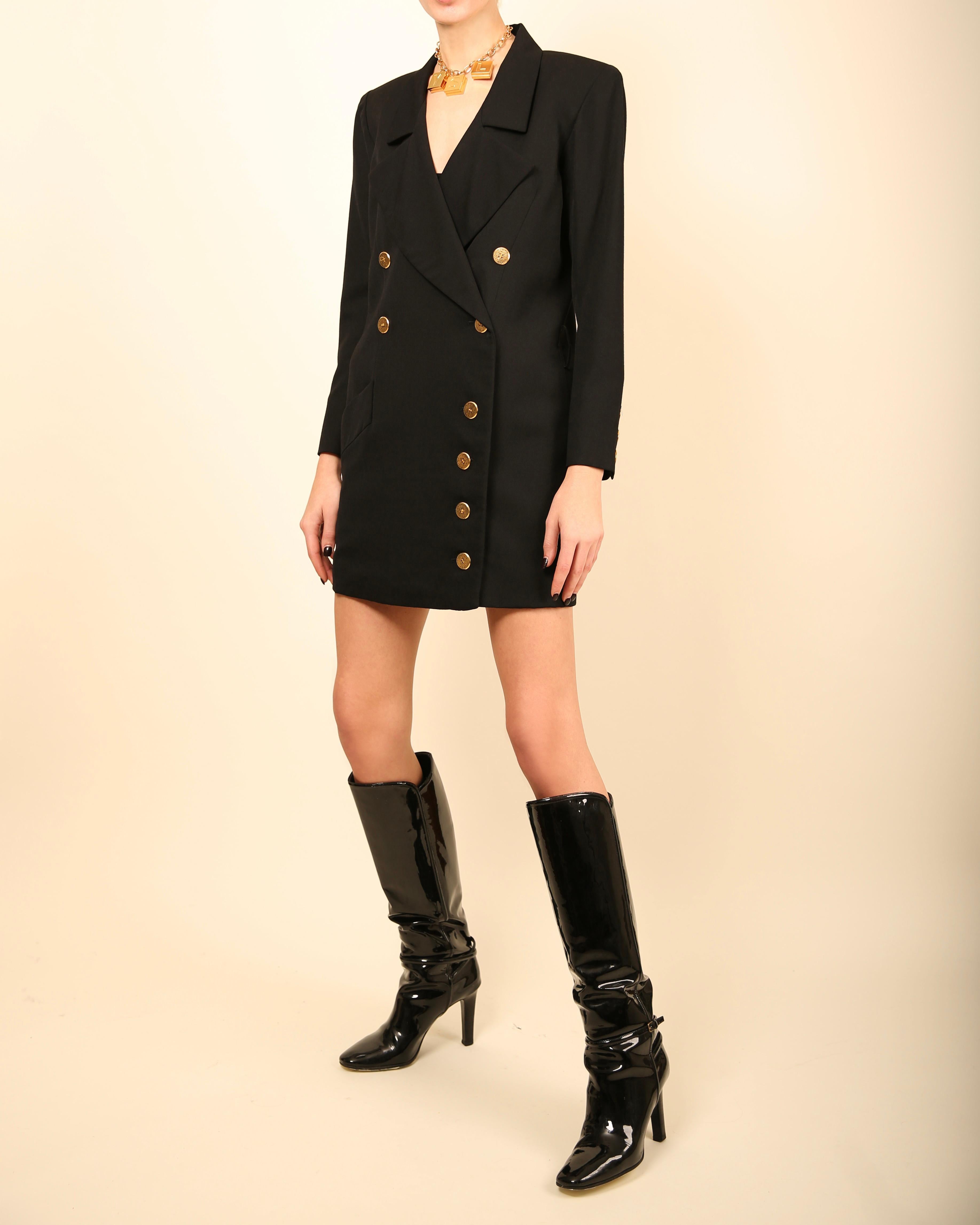 Yves Saint Laurent Rive Gauche vintage black wool oversized blazer dress jacket 6