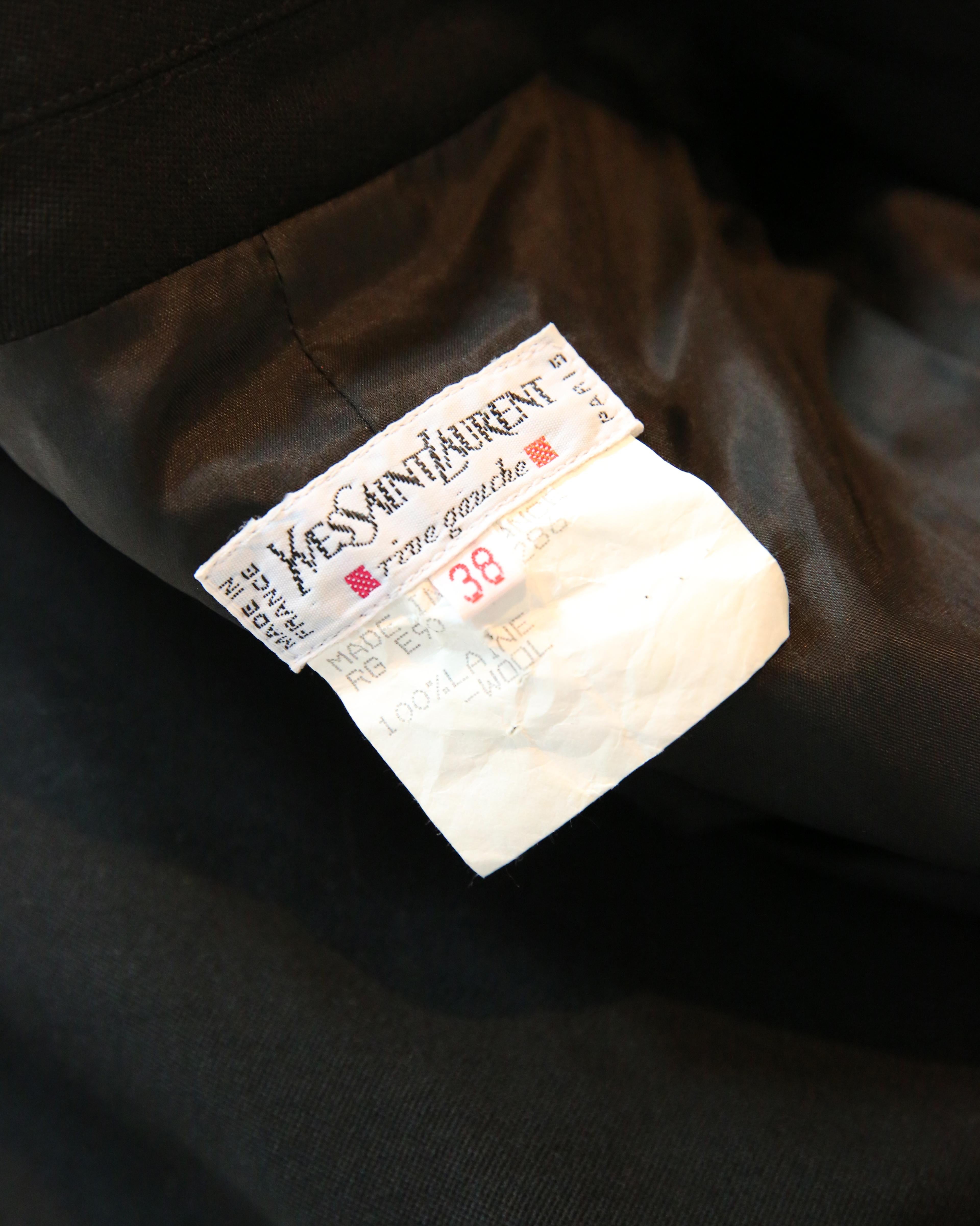 Yves Saint Laurent Rive Gauche vintage black wool oversized blazer dress jacket 8