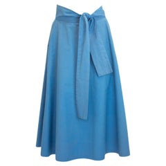 Yves Saint Laurent Rive Gauche Vintage Blue Cotton Belted Skirt