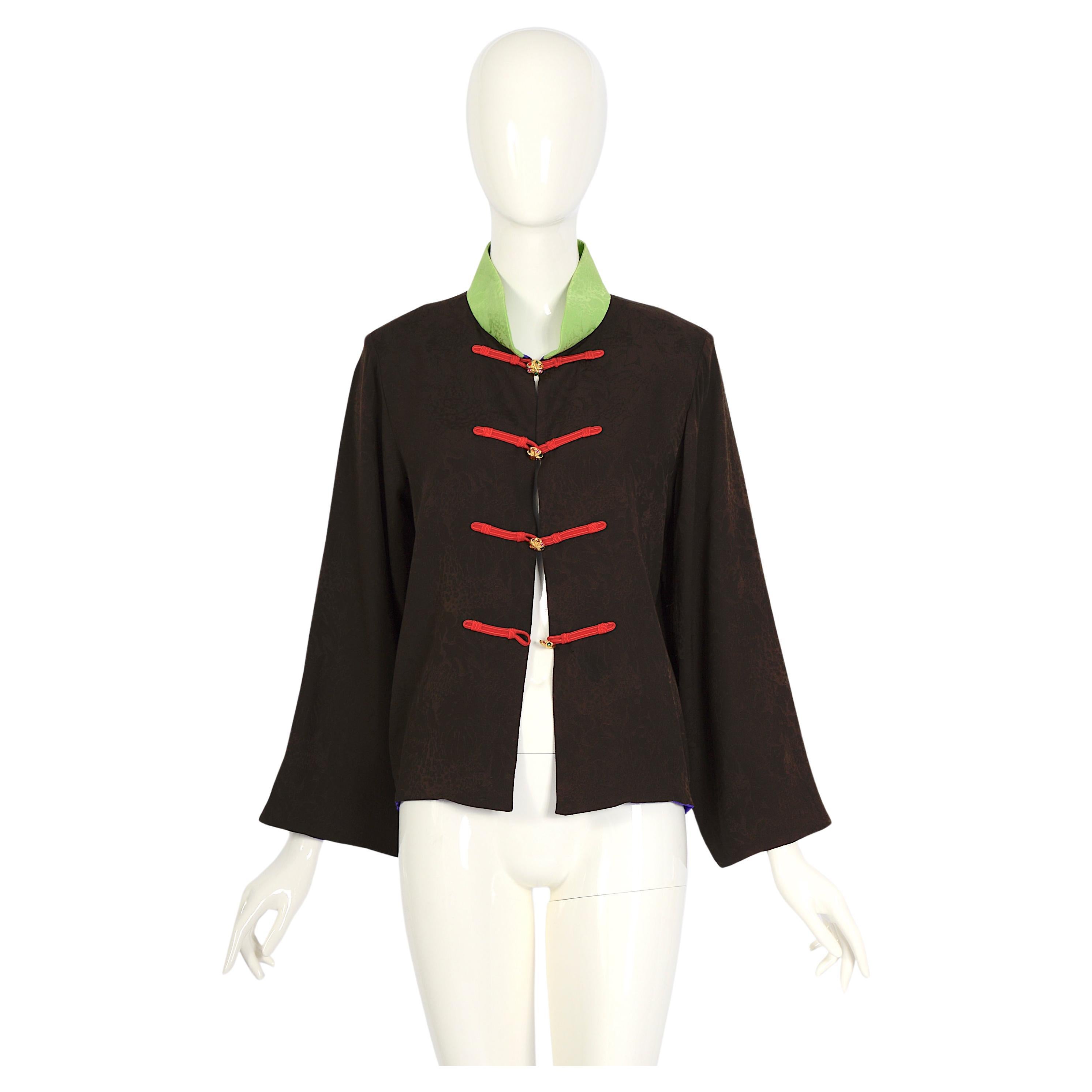 Yves Saint Laurent "rive gauche" vintage documented silk jacket ss93 For Sale