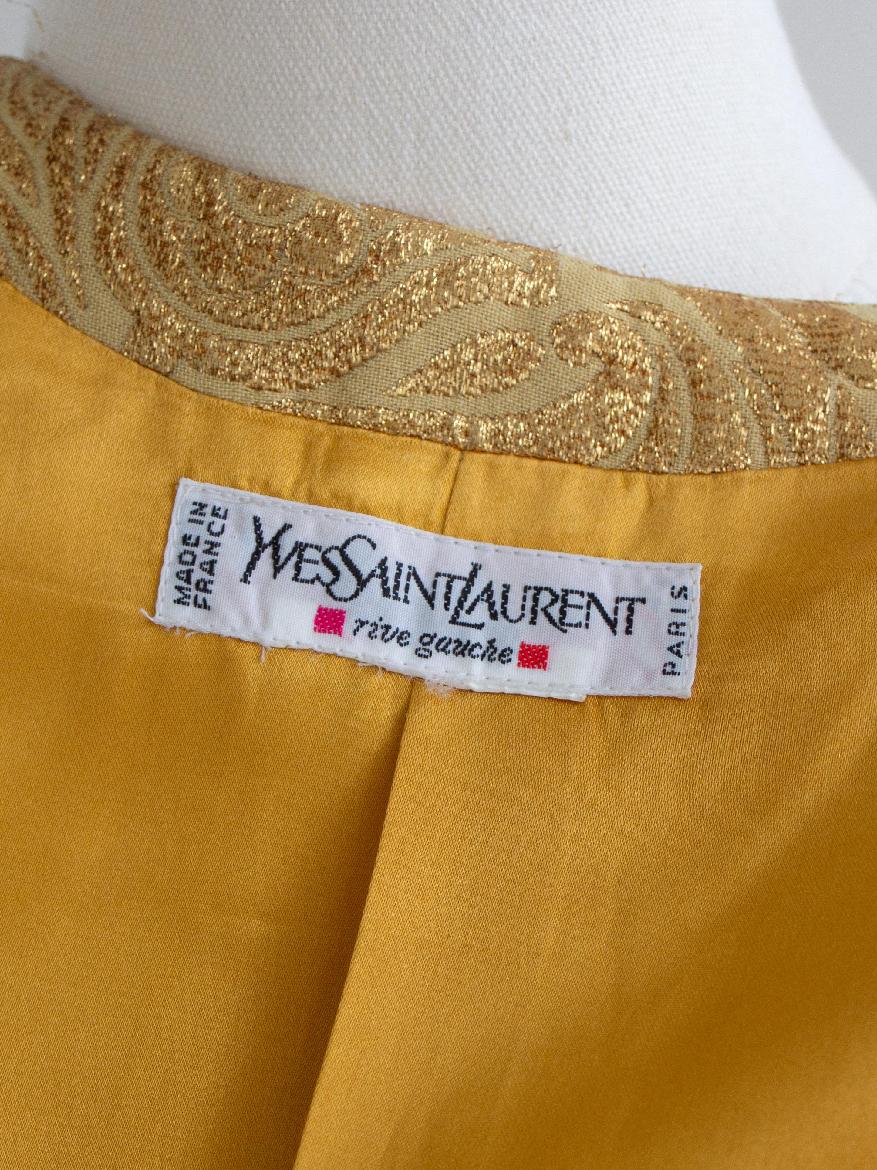 Yves Saint Laurent Rive Gauche Vintage Herbst 1991 Goldbrokat Jacke Rock Anzug im Angebot 6