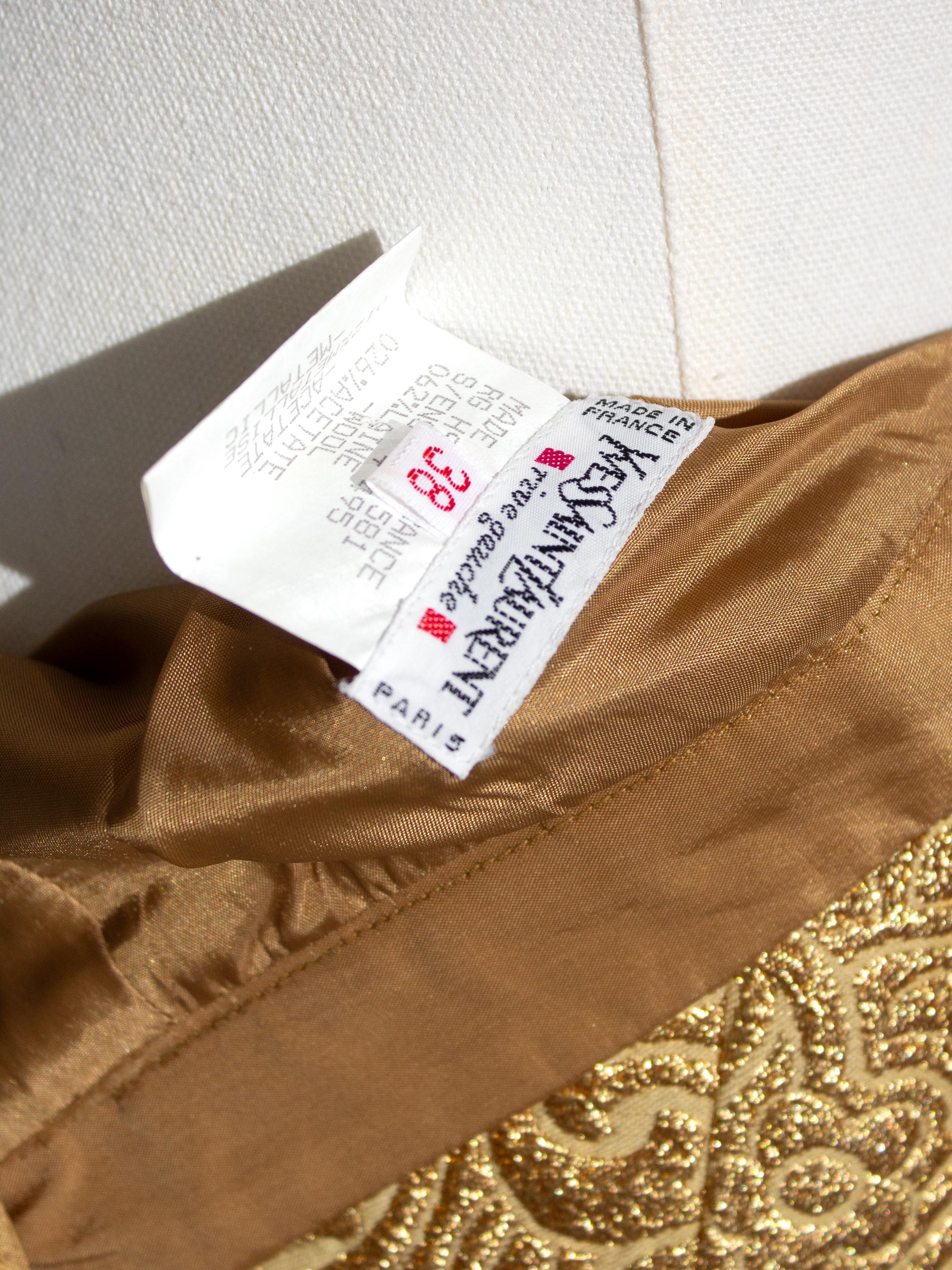 Yves Saint Laurent Rive Gauche Vintage Fall 1991 Gold Brocade Jacket Skirt Suit 8